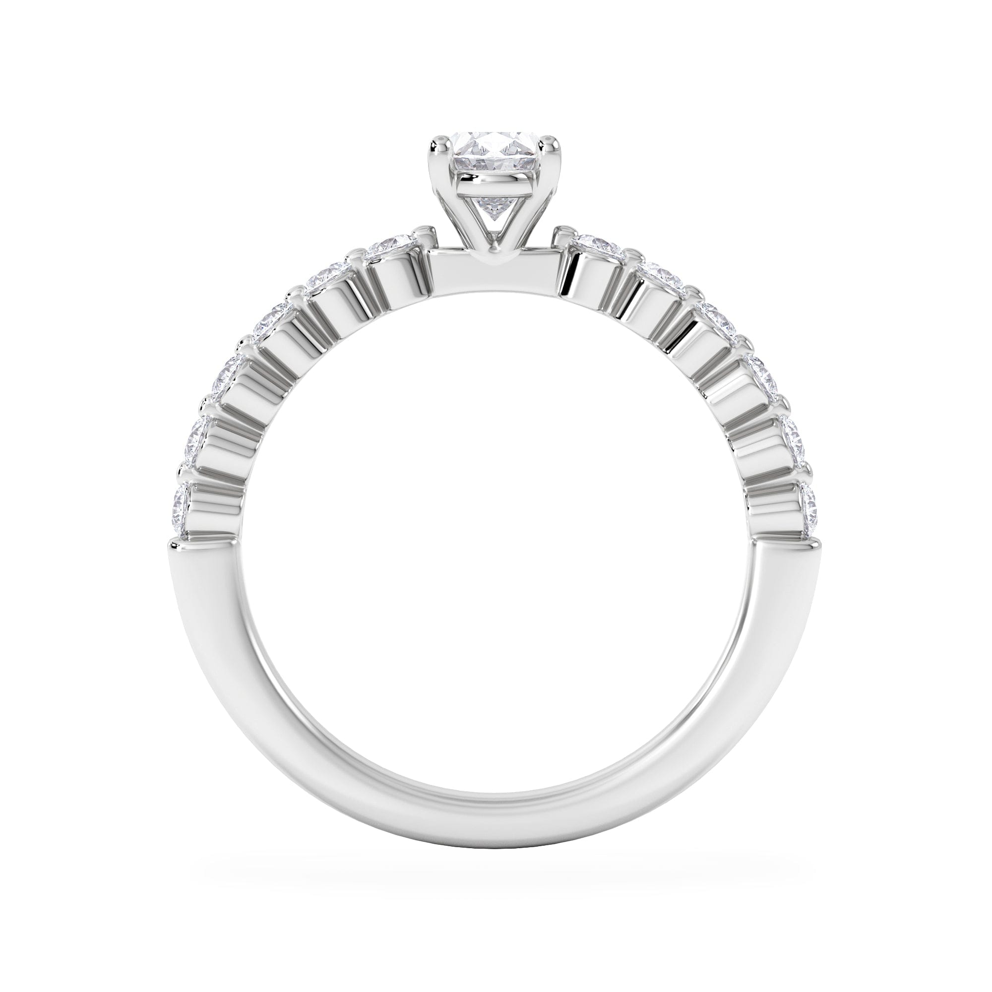 Diamond Solstice Oval Cut 0.80ct Lab Diamond Engagement Ring F/VS in 9k White Gold