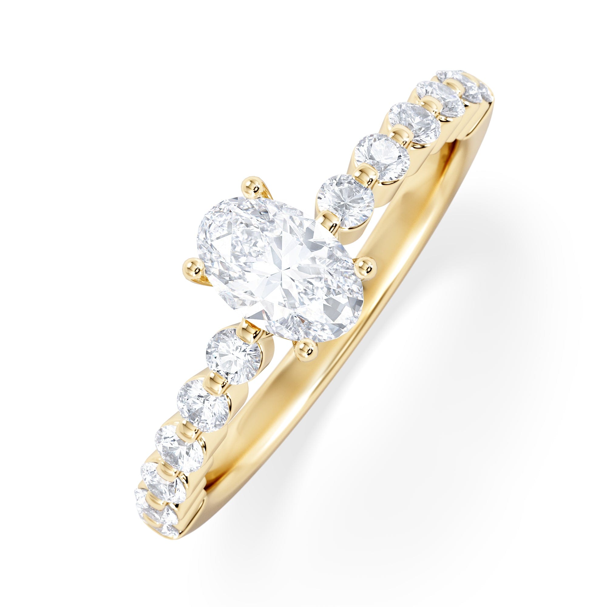 Diamond Solstice Oval Cut 0.80ct Lab Diamond Engagement Ring F/VS in 9k Gold