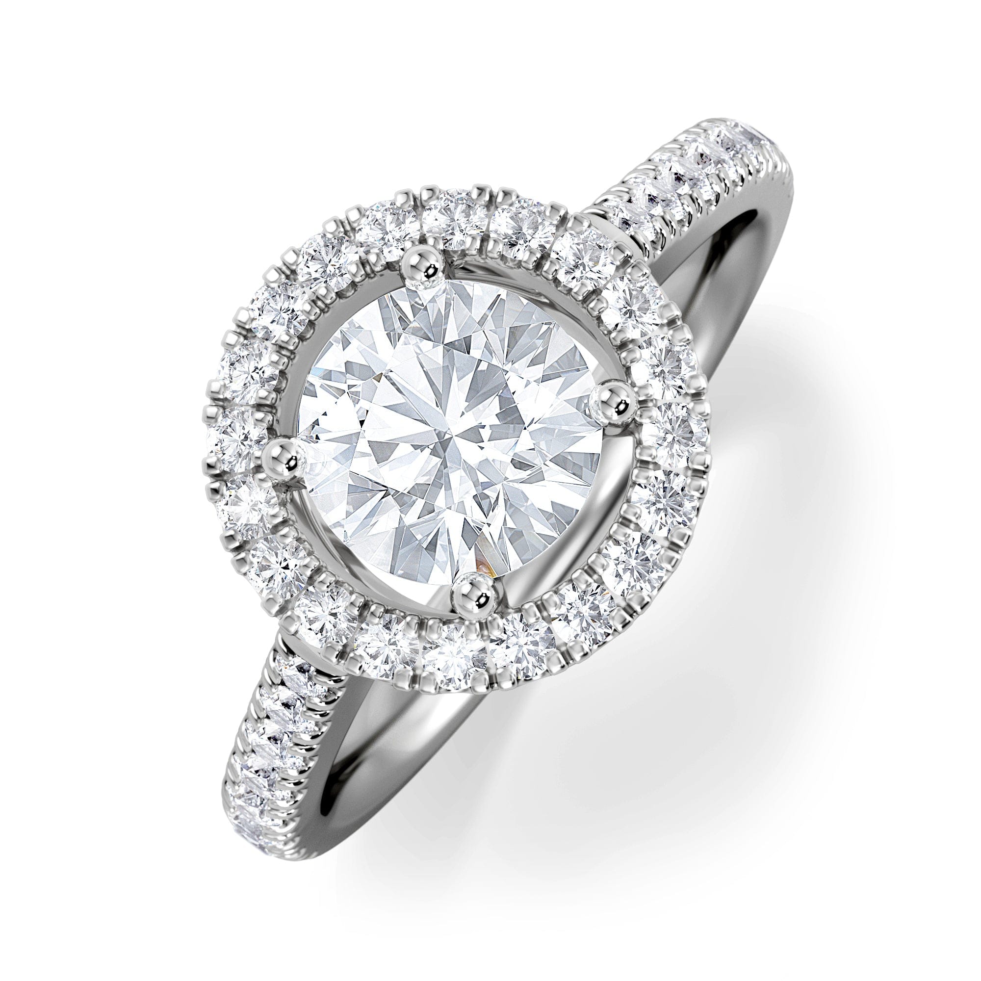 Diamond Ella Halo Lab Diamond Engagement Ring IGI 1.30ct F/VS1 18K White Gold