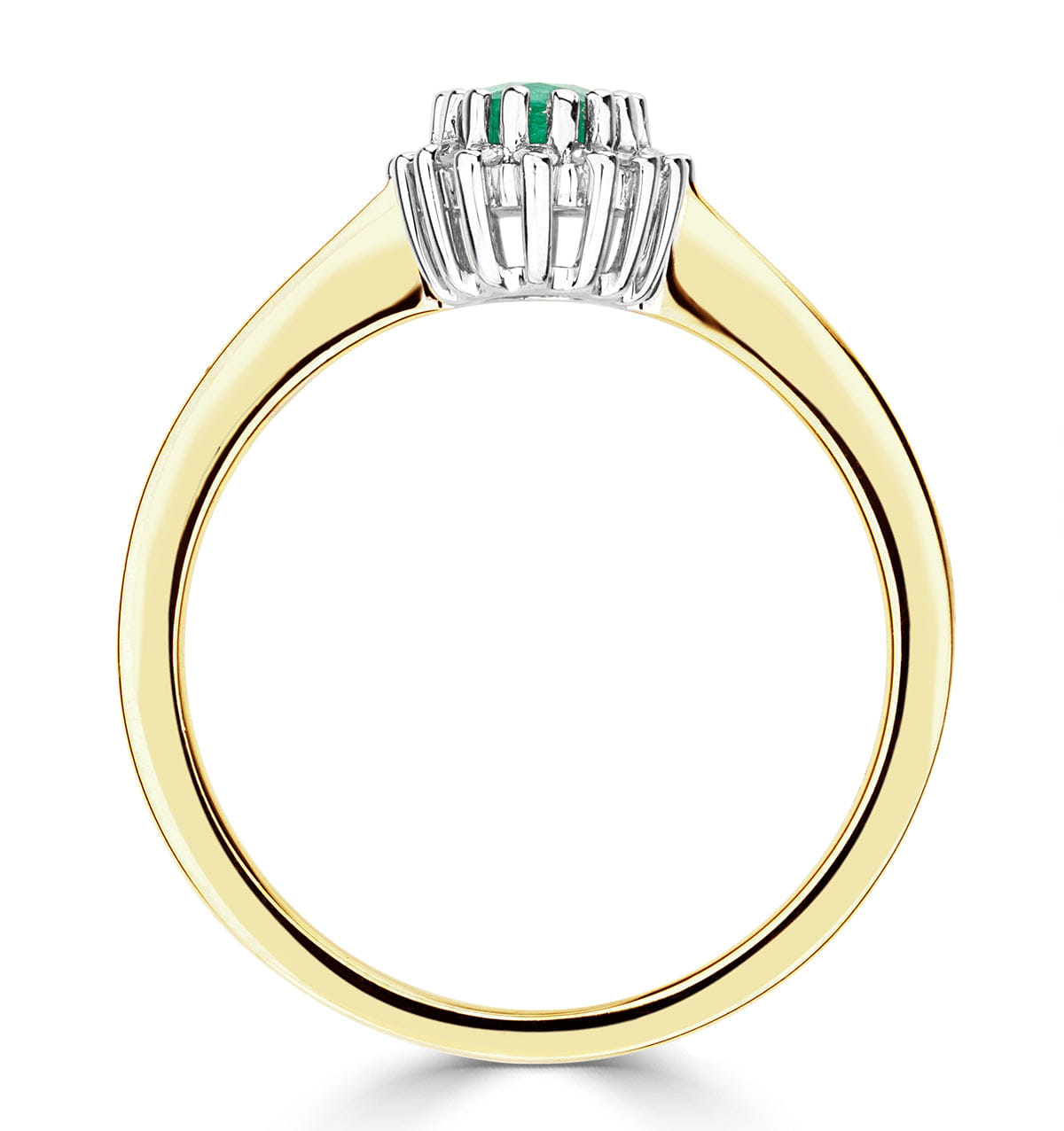 Diamond Emerald 6 x 4 mm And Diamond 9K Gold Ring A3205