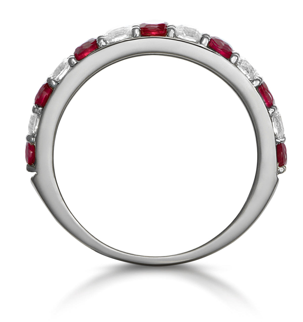 Diamond Ruby and 0.50ct Lab Diamond Asteria Eternity Ring in 9K White Gold