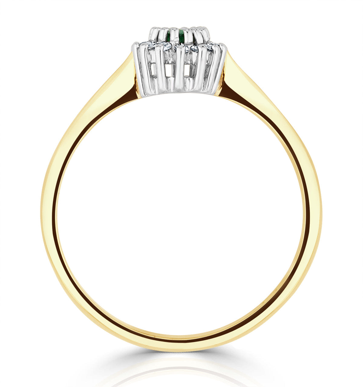 Diamond Emerald 5 x 3 mm And Diamond 9K Gold Ring