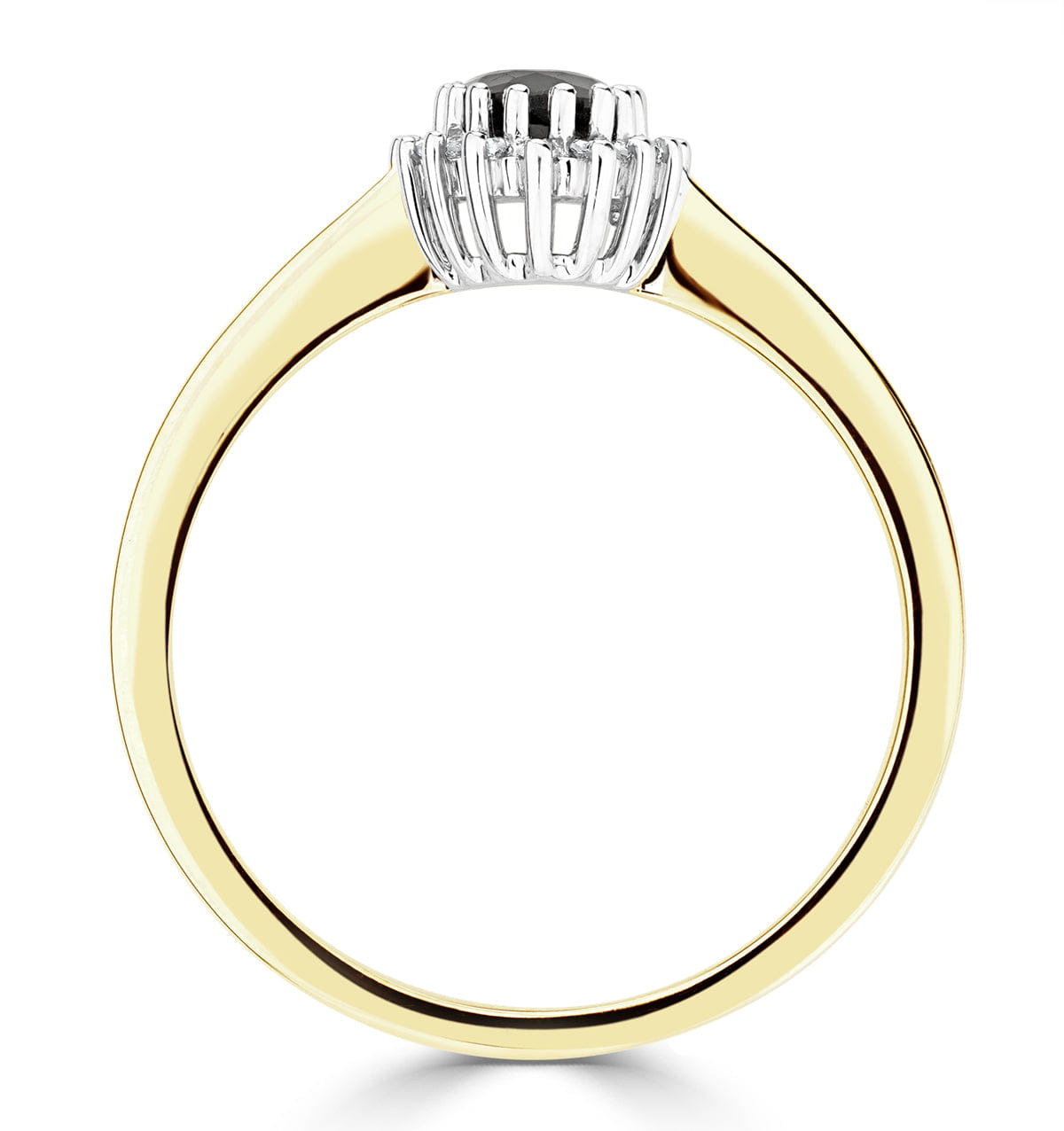 Diamond Sapphire 6 x 4 mm And Diamond 9K Gold Ring