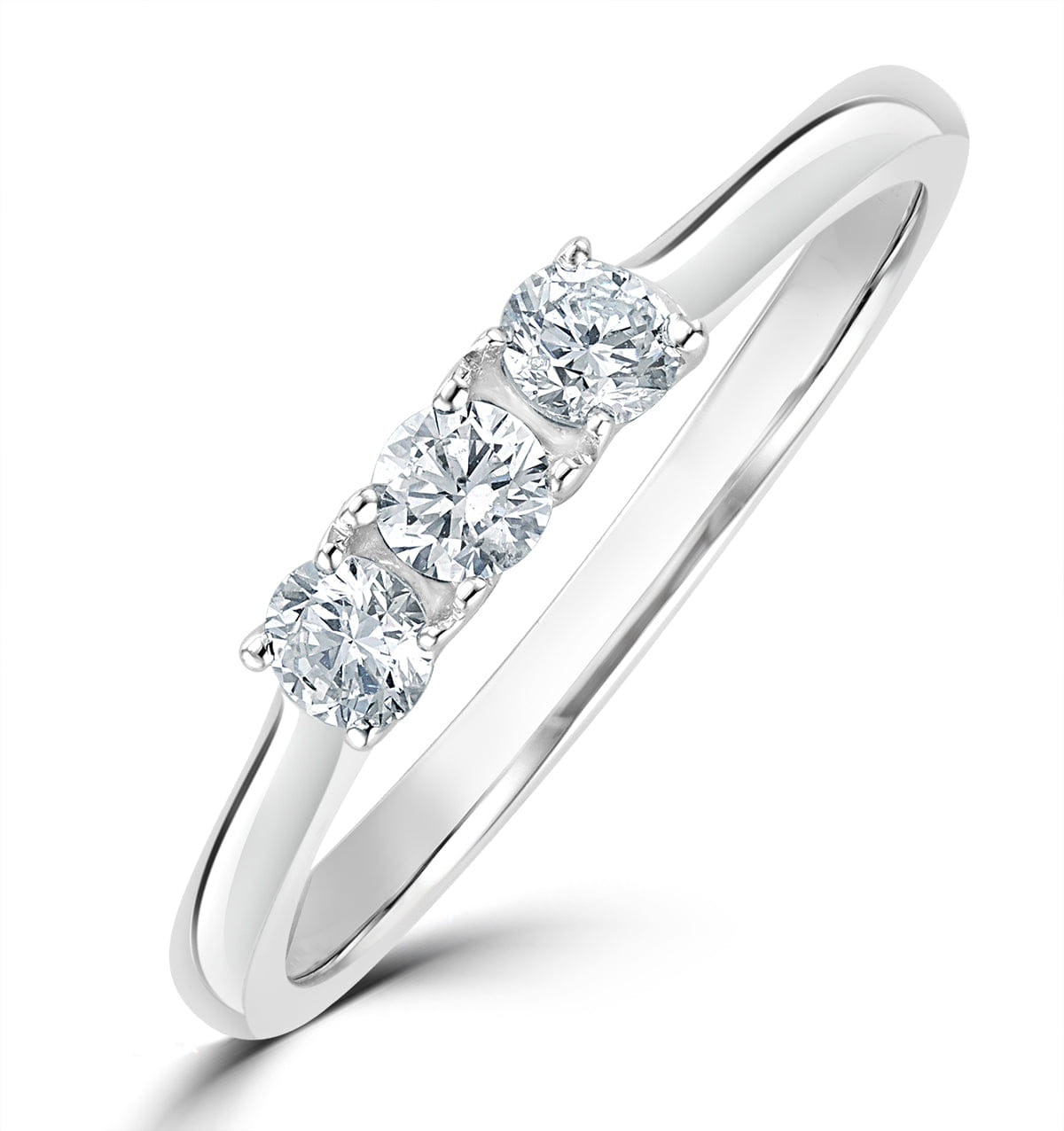 Diamond Lab Diamond 3 Stone Trilogy Ring 0.25ct H/Si Set in 9K White Gold