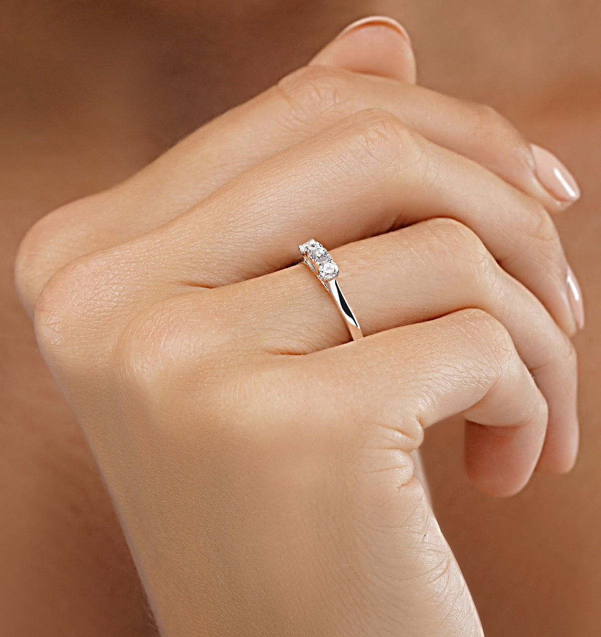 Diamond Lab Diamond 3 Stone Trilogy Ring 0.25ct H/Si Set in 9K White Gold