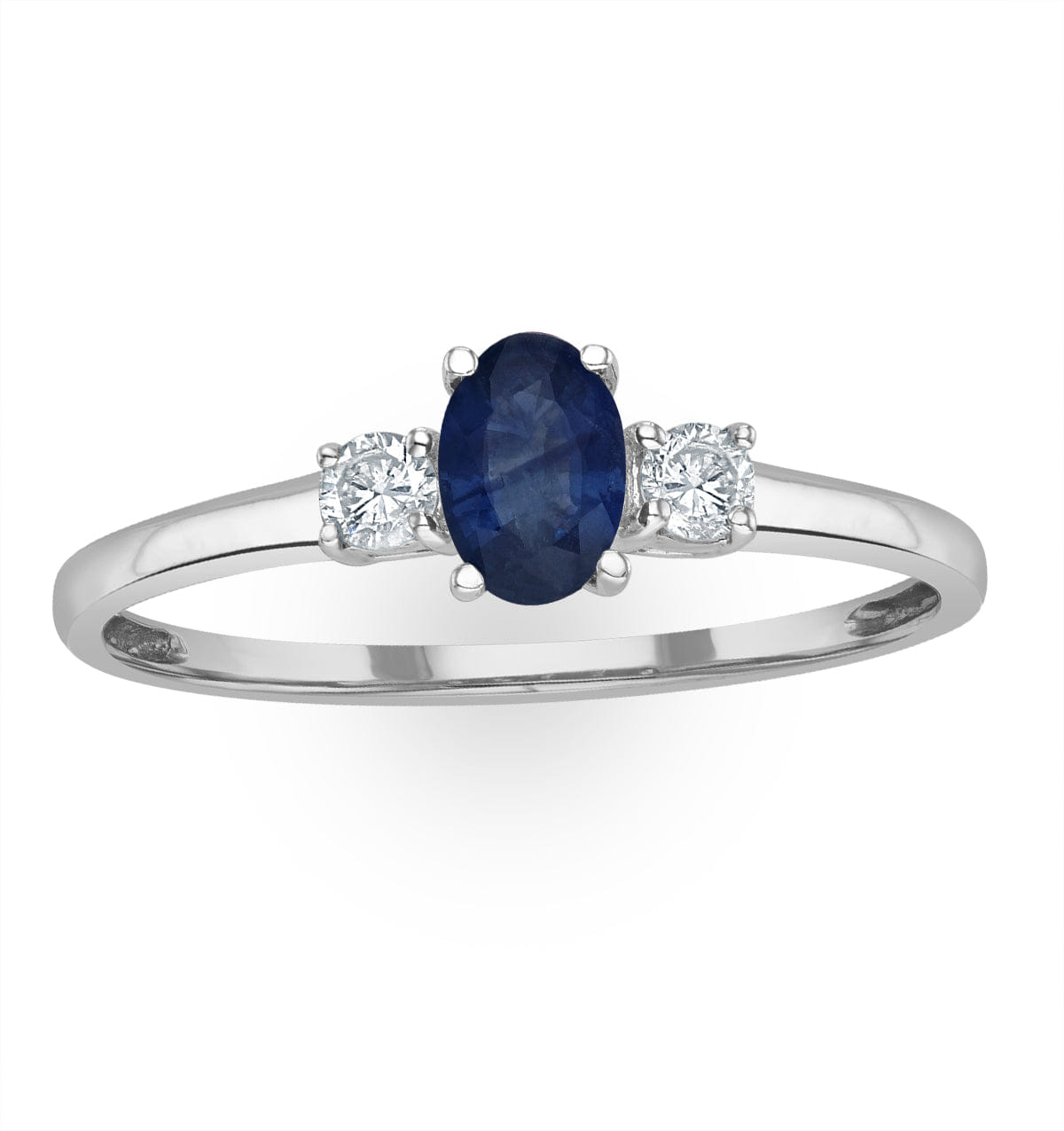 Diamond Sapphire 6 x 4 mm And Diamond 18K White Gold Ring