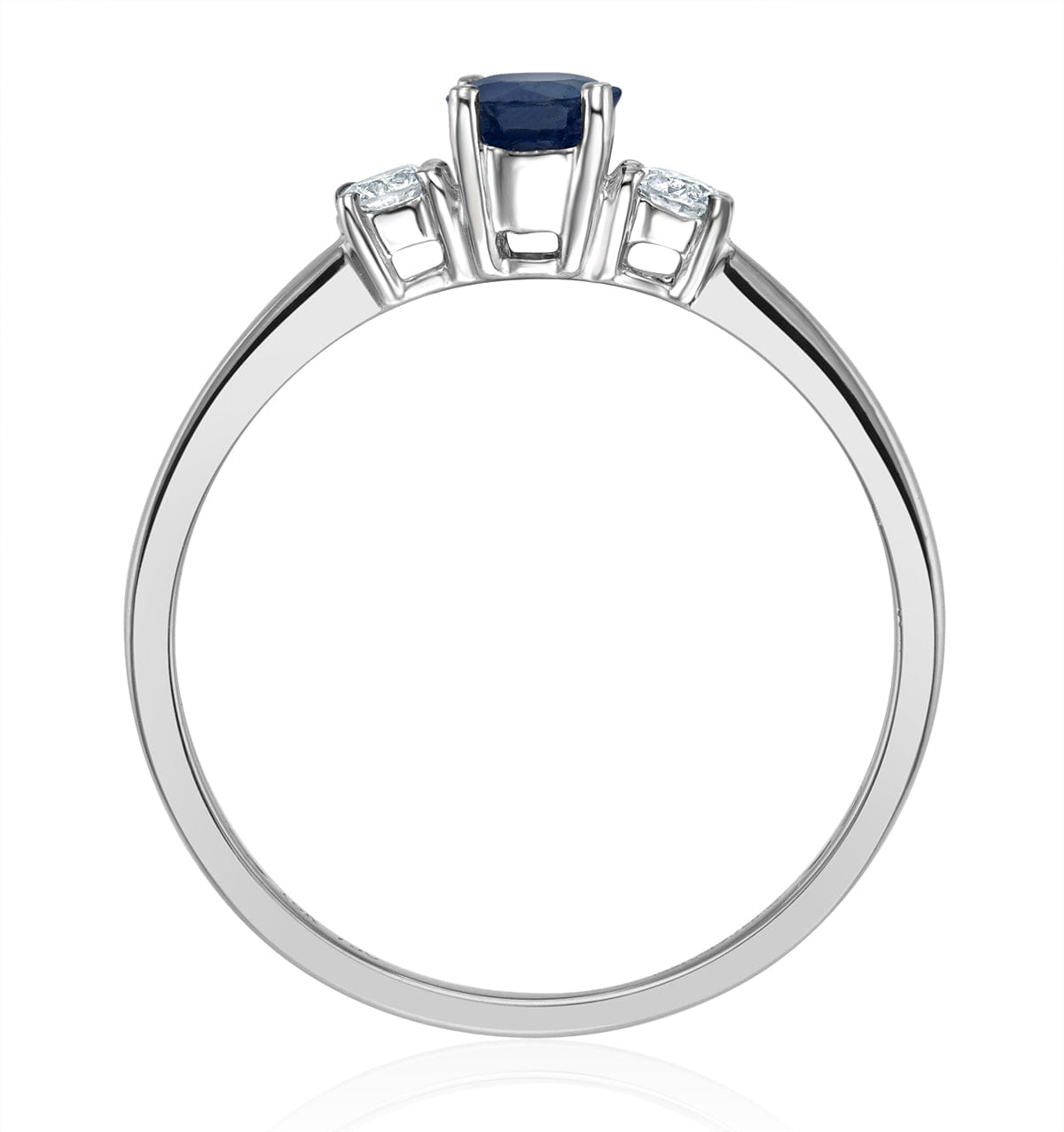 Diamond Sapphire 6 x 4 mm And Diamond 18K White Gold Ring