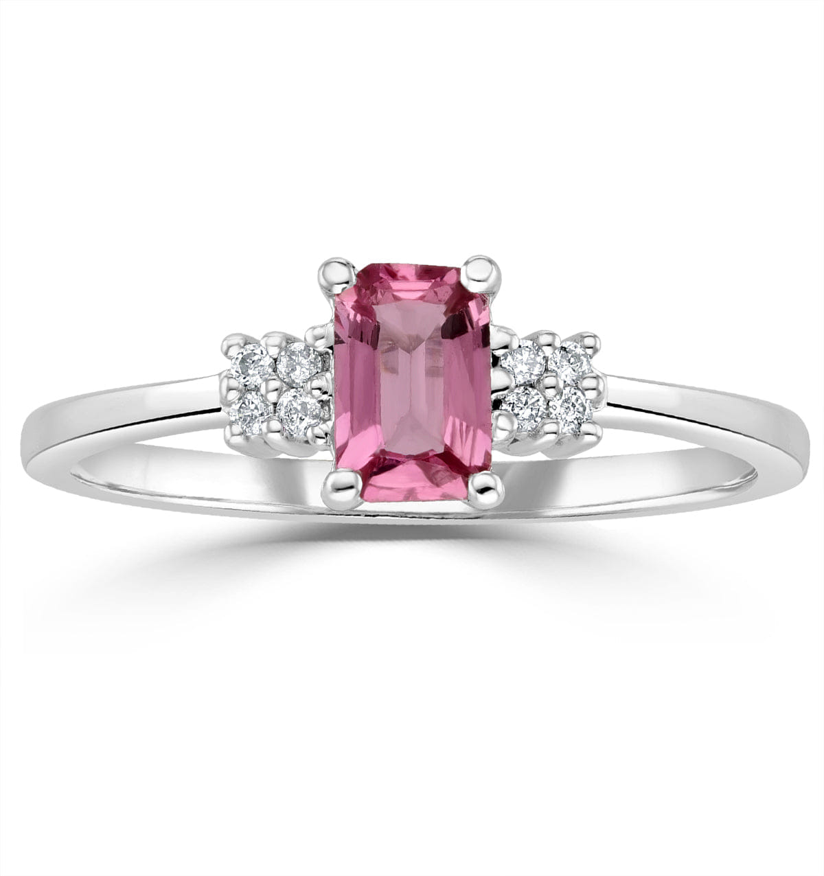 Diamond 9K White Gold Diamond Pink Sapphire Ring 0.06ct