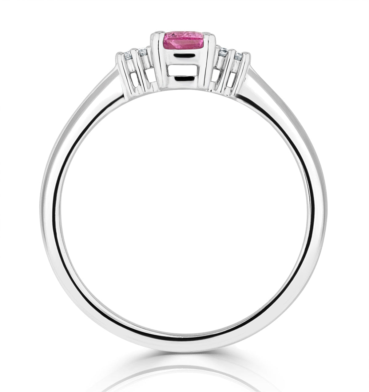 Diamond 9K White Gold Diamond Pink Sapphire Ring 0.06ct