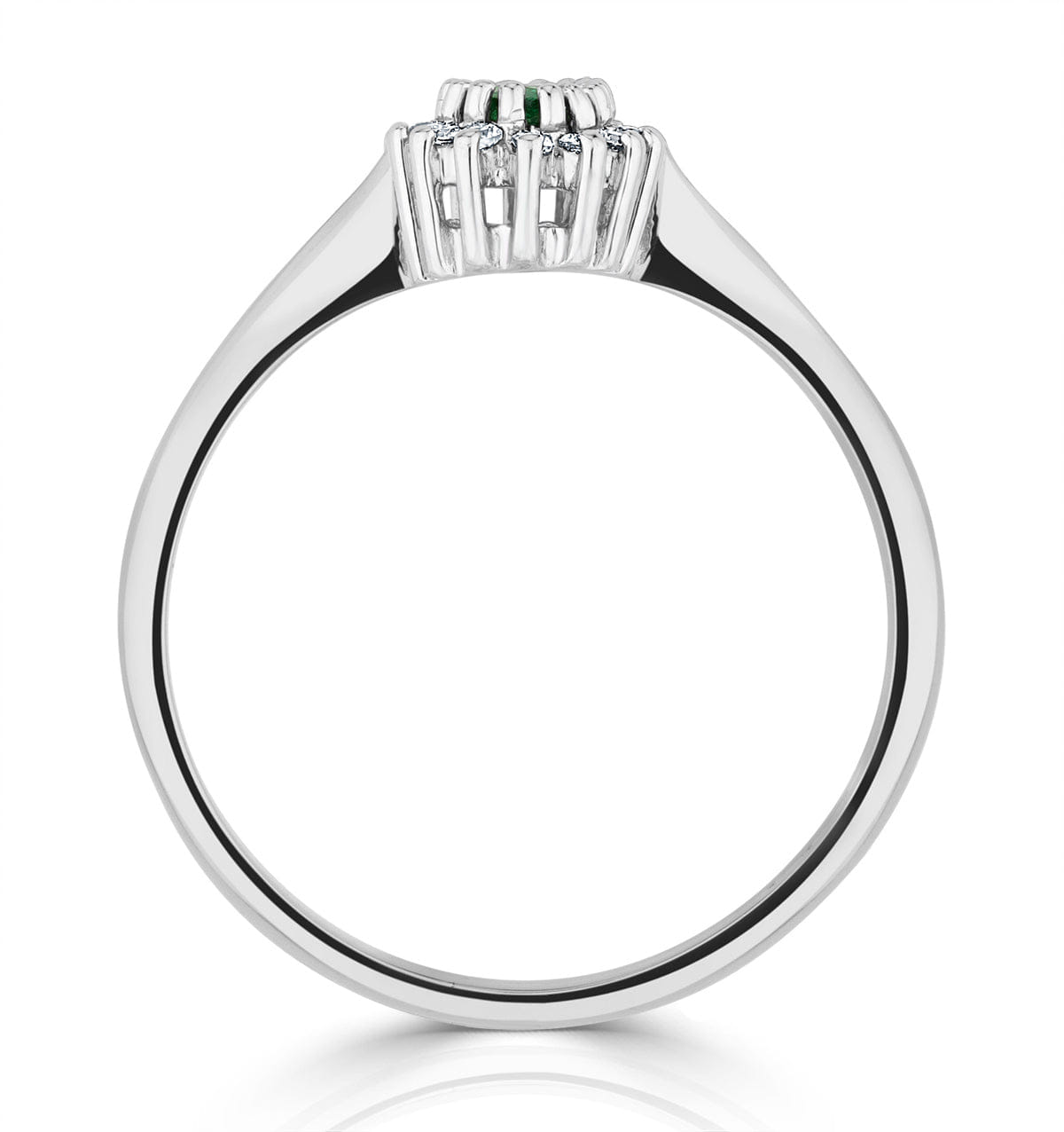 Diamond Emerald 5 x 3 mm And Diamond 9K White Gold Ring A4450