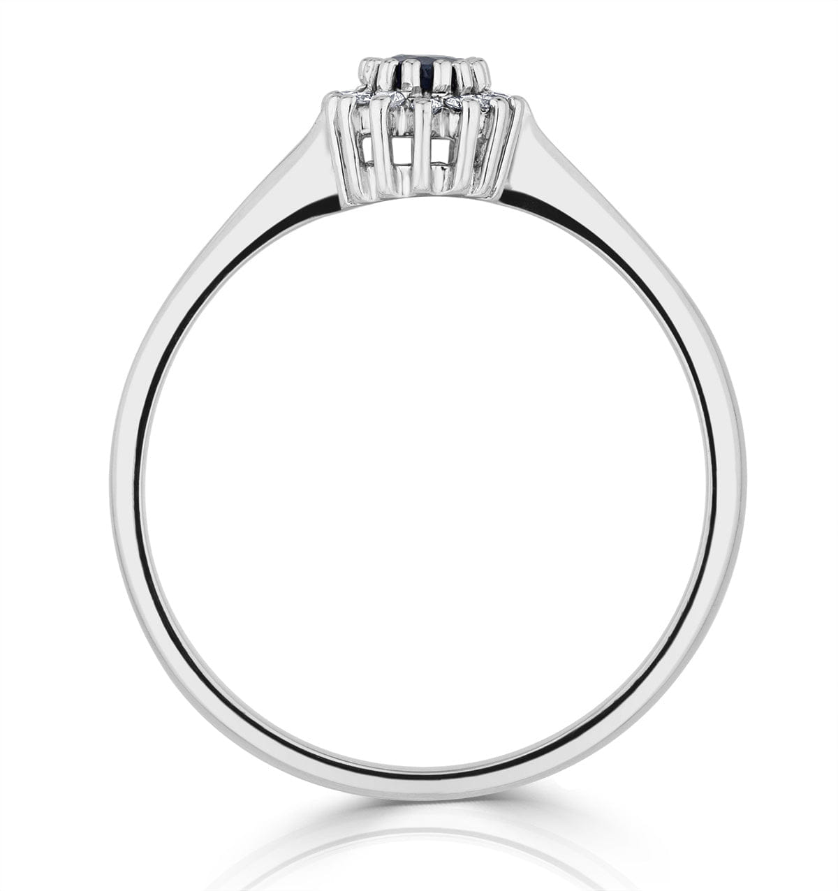 Diamond Sapphire 5 x 3 mm And Diamond 9K White Gold Ring A4432