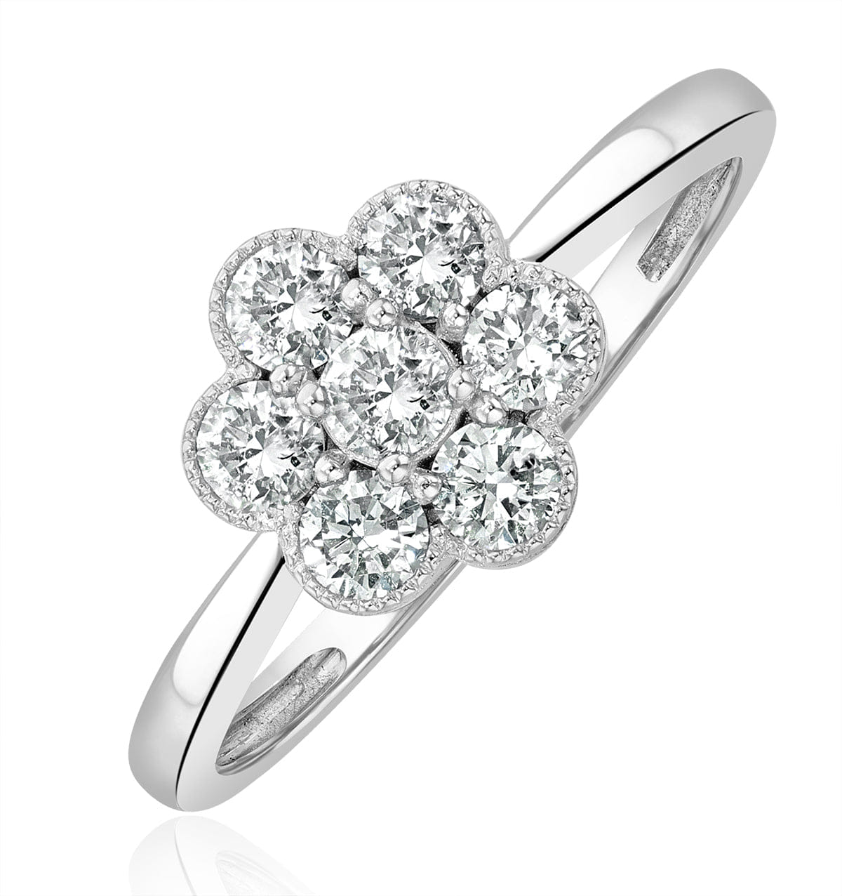 Diamond Lab Diamond Flower Ring 0.50ct H/Si in 9K White Gold