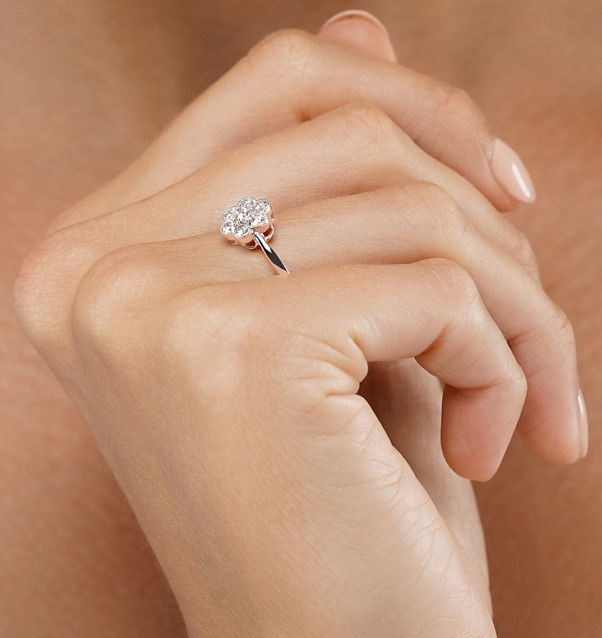 Diamond Lab Diamond Flower Ring 0.50ct H/Si in 9K White Gold