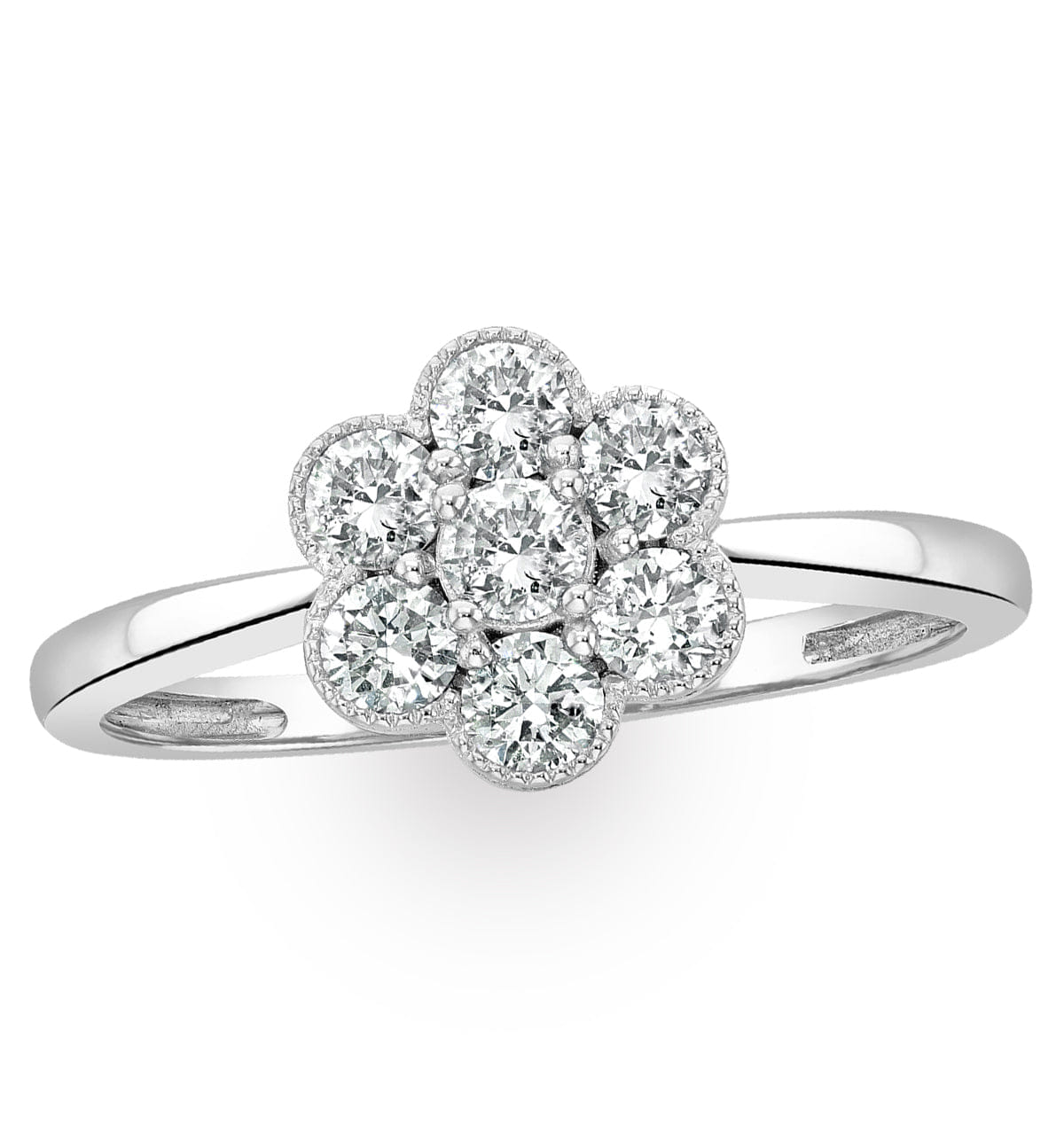 Diamond Lab Diamond Flower Ring 0.50ct H/Si in 9K White Gold