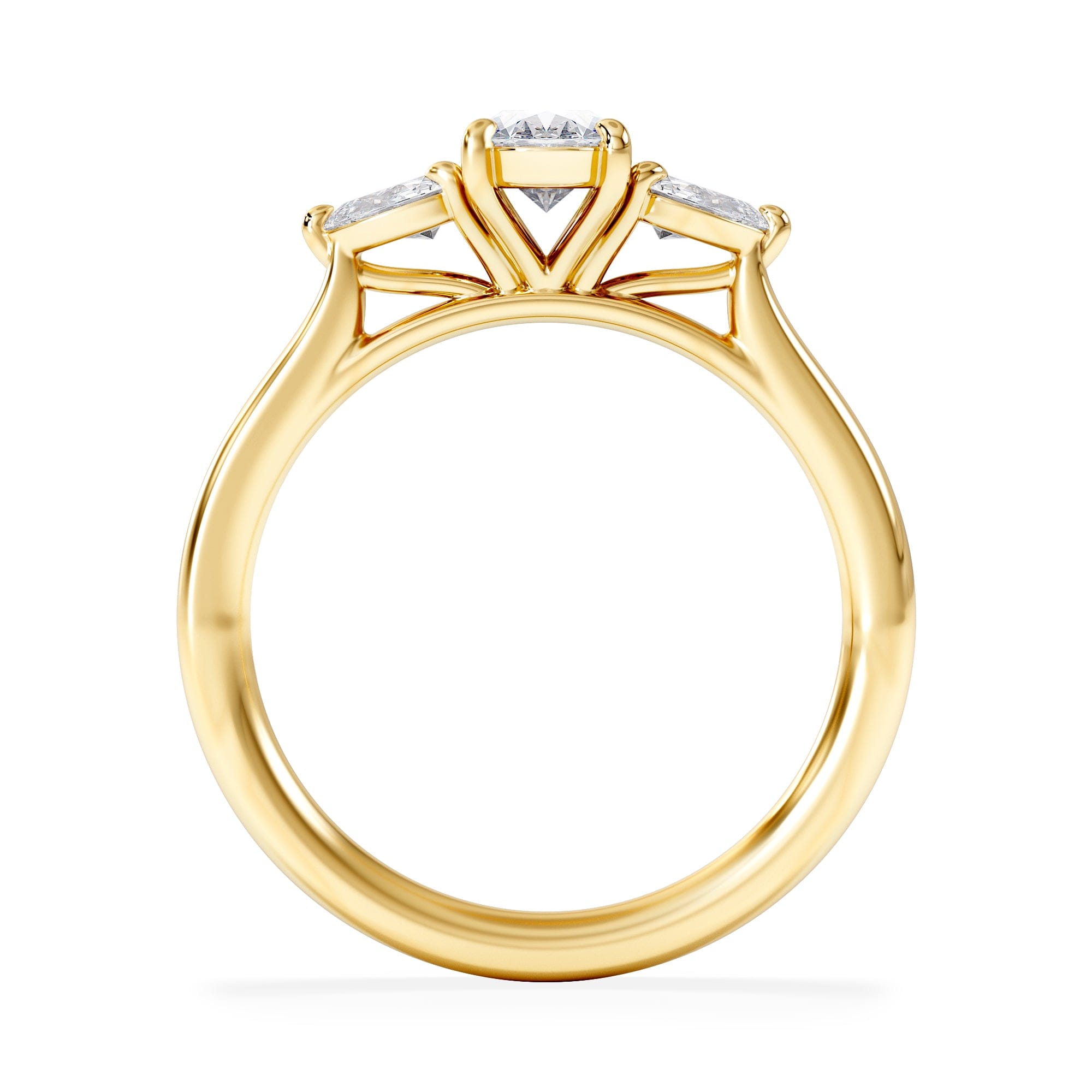 Diamond Evoke 3 Stone Oval Cut Lab Diamond Ring 0.50ct in 9K Yellow Gold