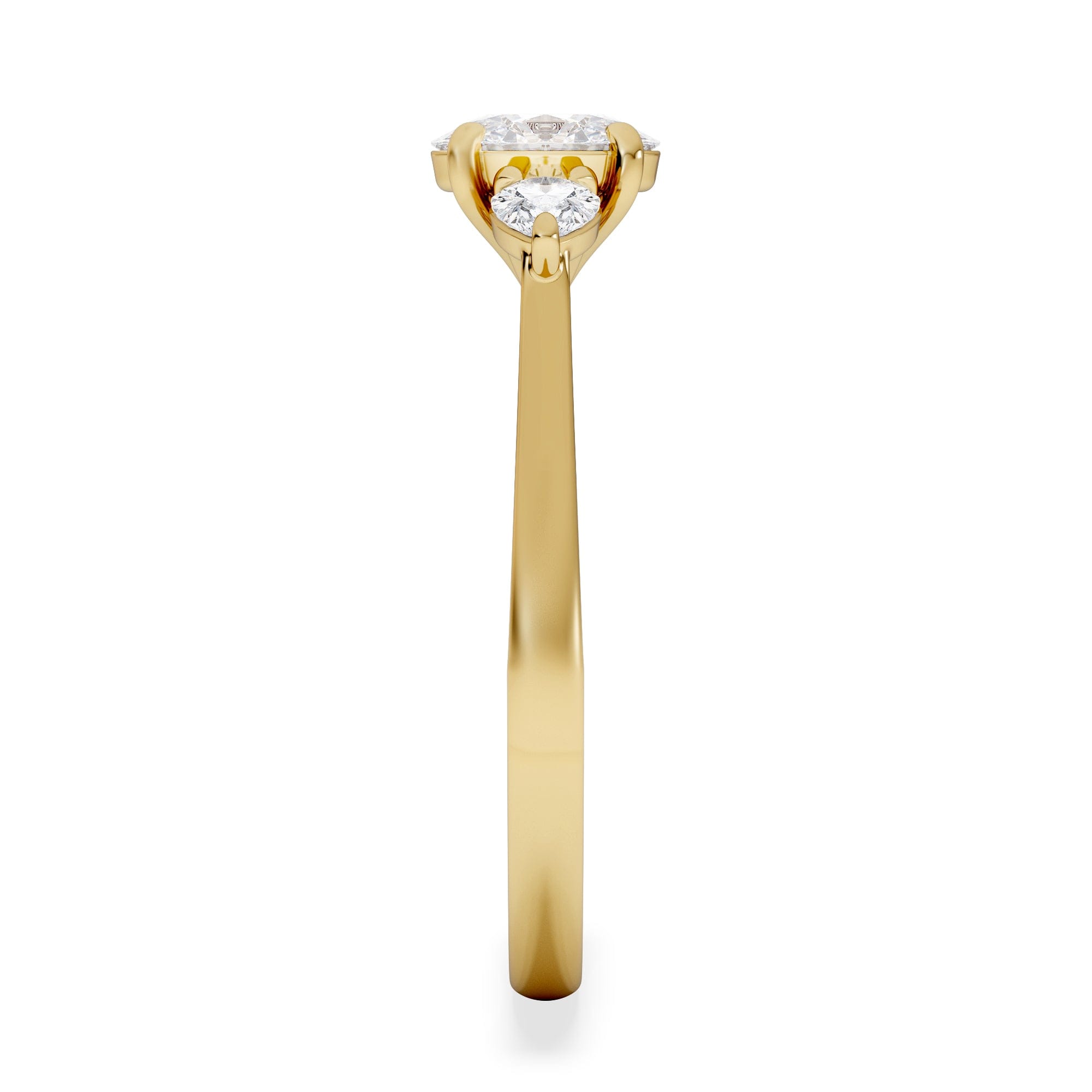 Diamond Evoke 3 Stone Oval Cut Lab Diamond Ring 0.50ct in 9K Yellow Gold