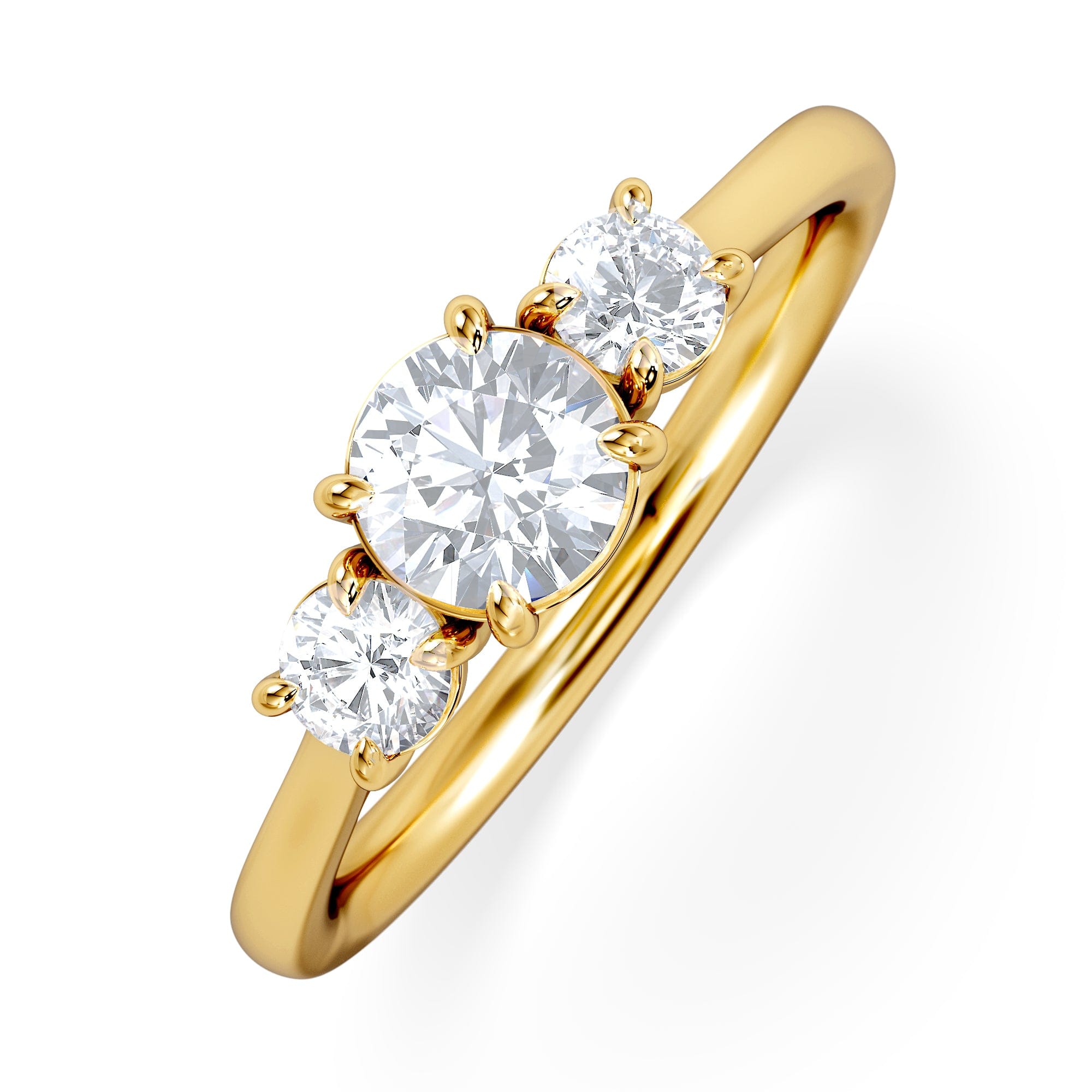 Diamond Evoke 3 Stone Round Cut Lab Diamond Ring 0.50ct in 9K Yellow Gold