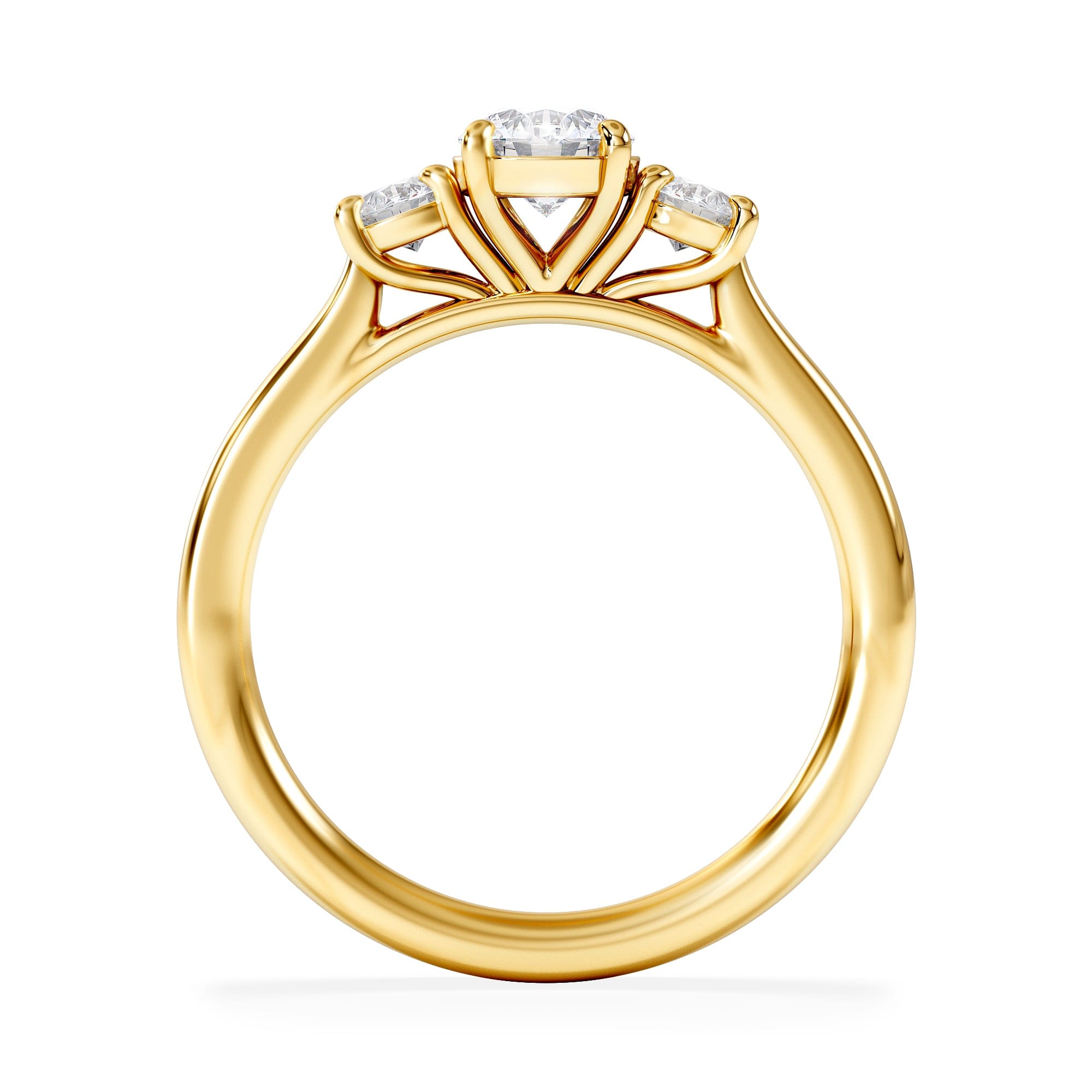 Diamond Evoke 3 Stone Round Cut Lab Diamond Ring 0.50ct in 9K Yellow Gold
