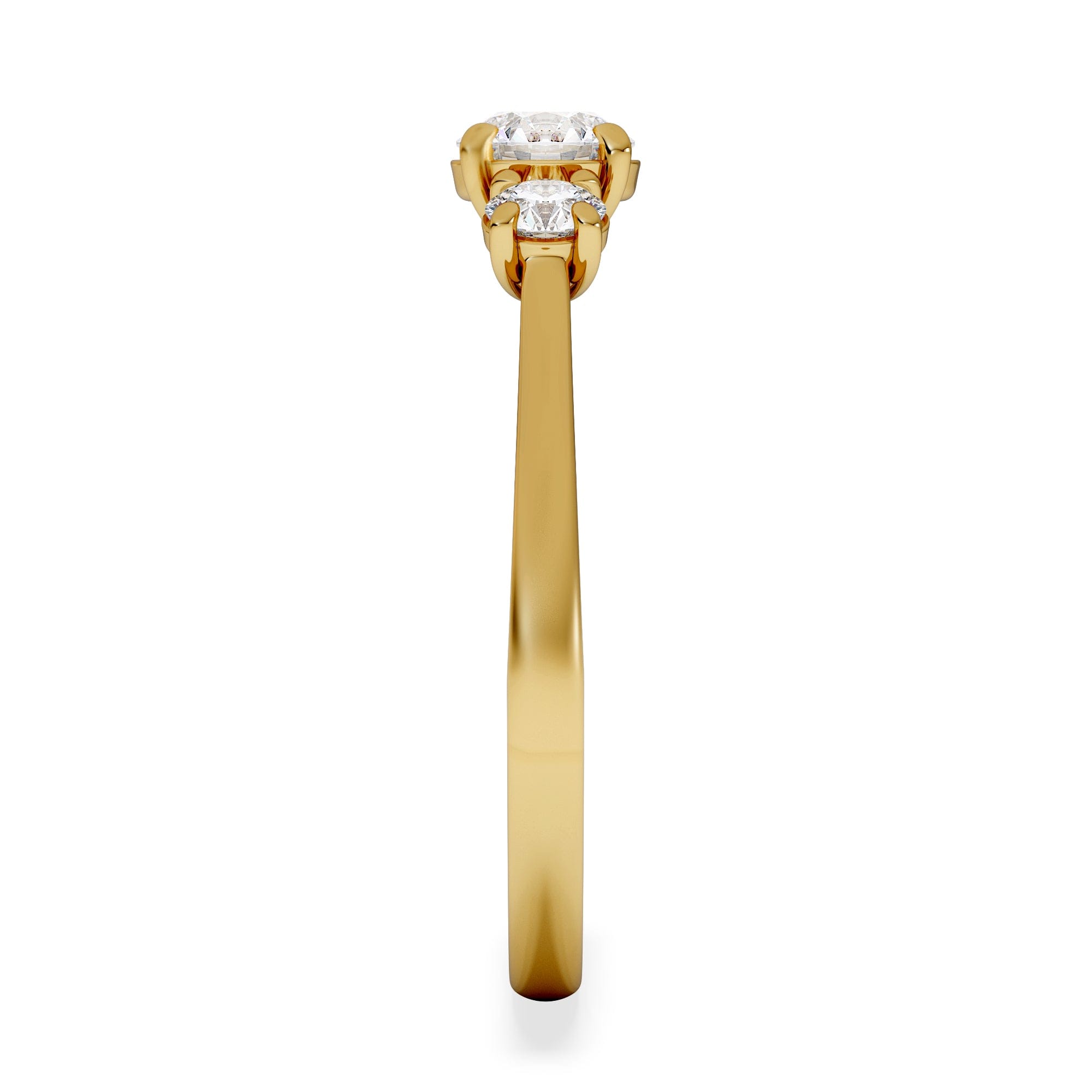 Diamond Evoke 3 Stone Round Cut Lab Diamond Ring 0.50ct in 9K Yellow Gold