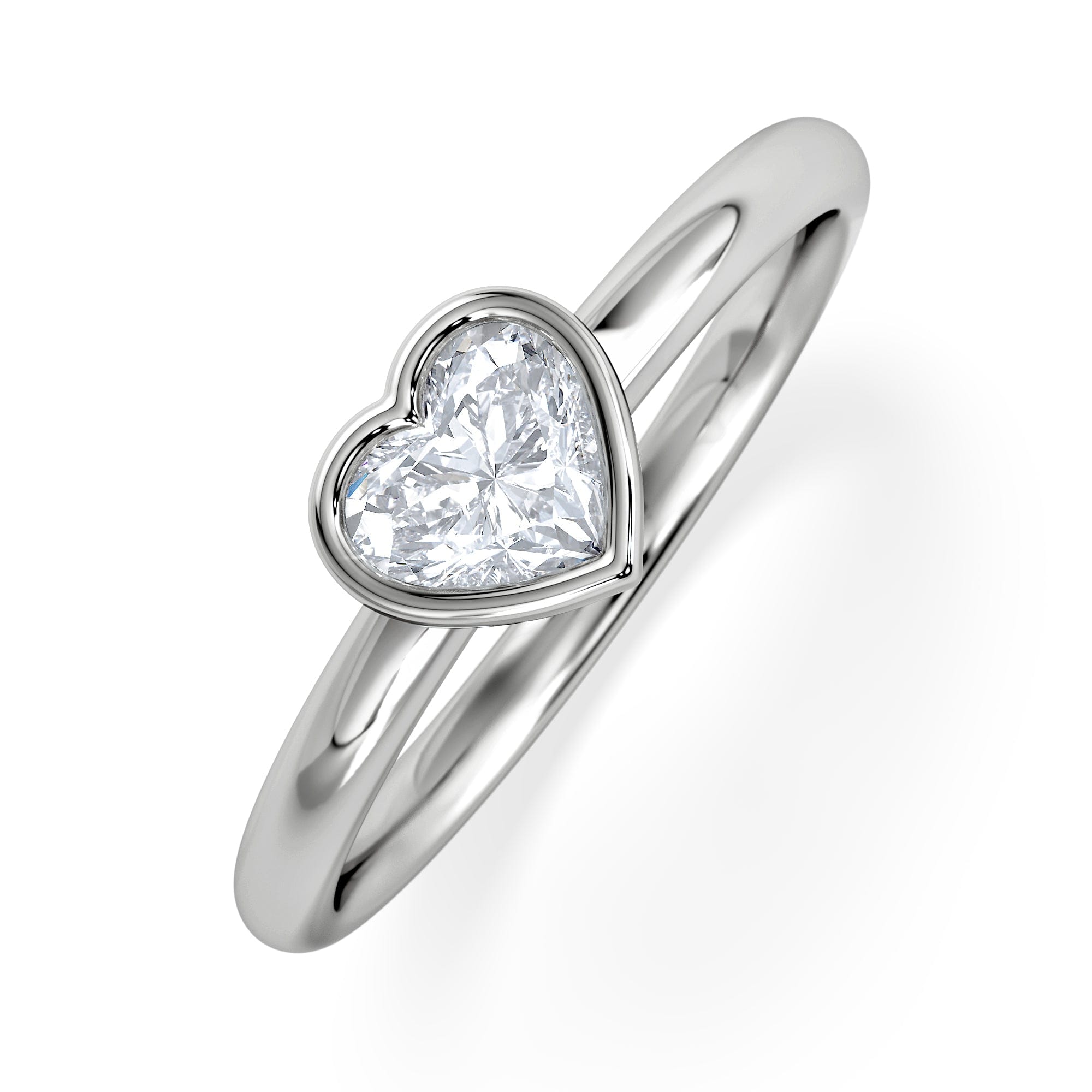 Solitaire Horizon Heart Cut Lab Diamond Solitaire Ring 0.50ct H/SI in 9K White Gold