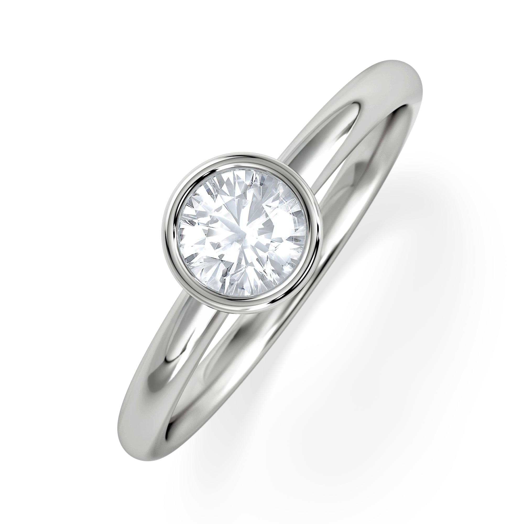 Solitaire Horizon Round Cut Lab Diamond Solitaire Ring 0.50ct H/SI in 9K White Gold