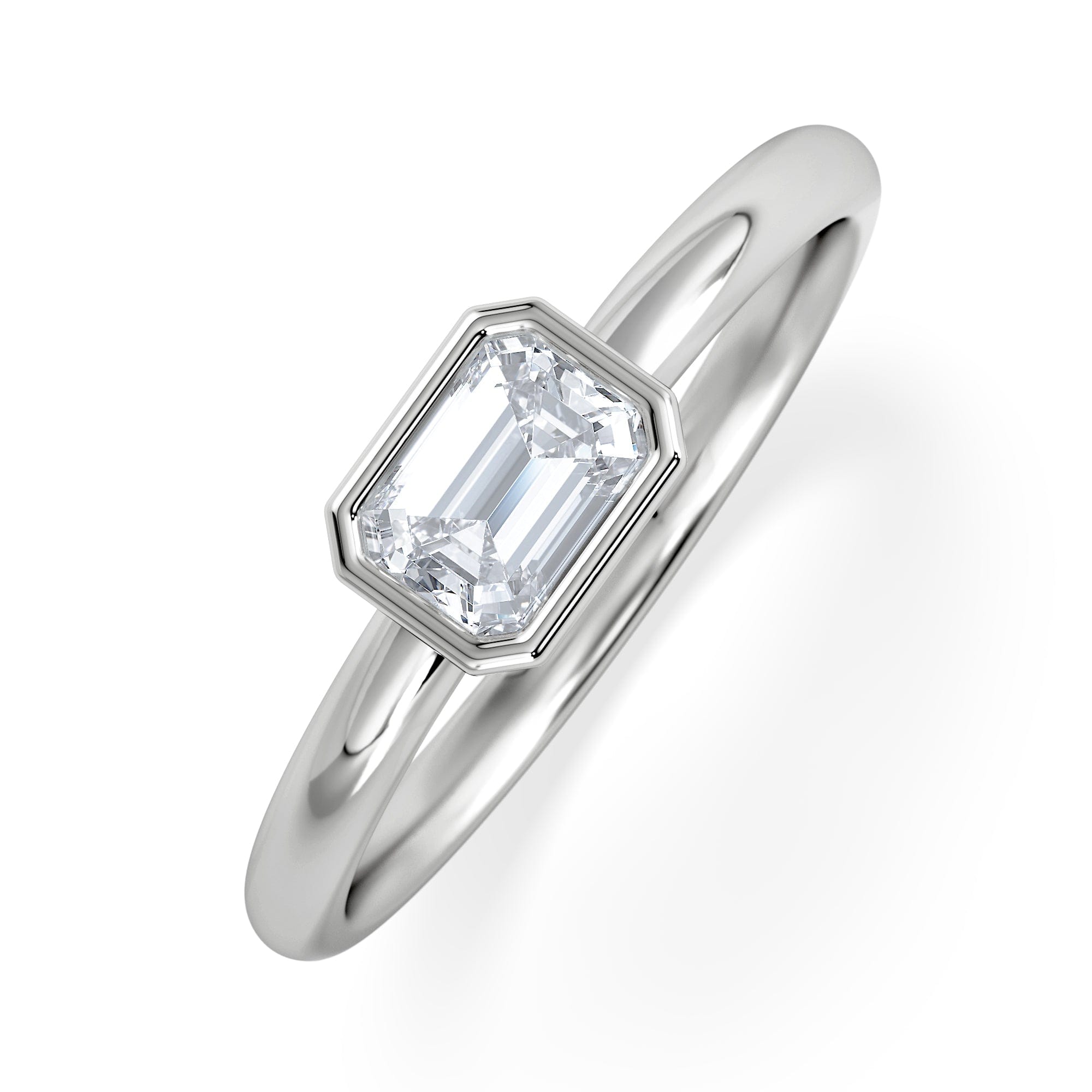 Solitaire Horizon Emerald Cut Lab Diamond Solitaire Ring 0.50ct H/SI in 9K White Gold