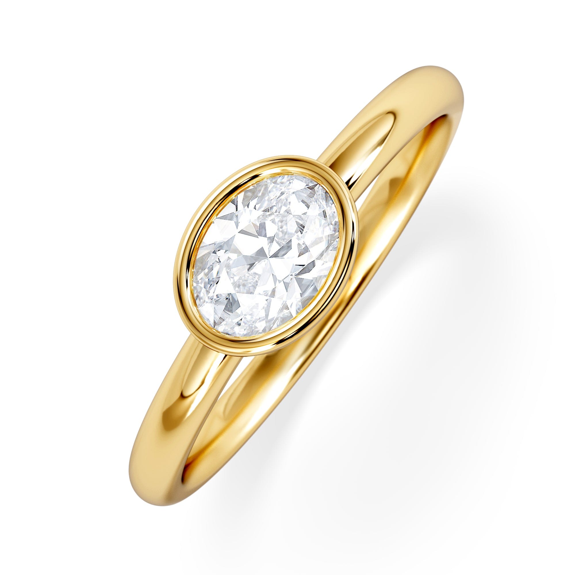 Solitaire Horizon Oval Cut Lab Diamond Solitaire Ring 0.50ct H/SI in 9K Gold