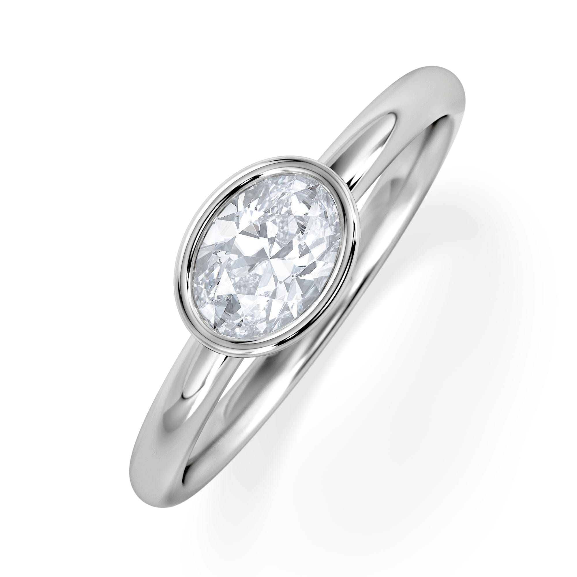 Solitaire Horizon Oval Cut Lab Diamond Solitaire Ring 0.50ct H/SI in 9K White Gold