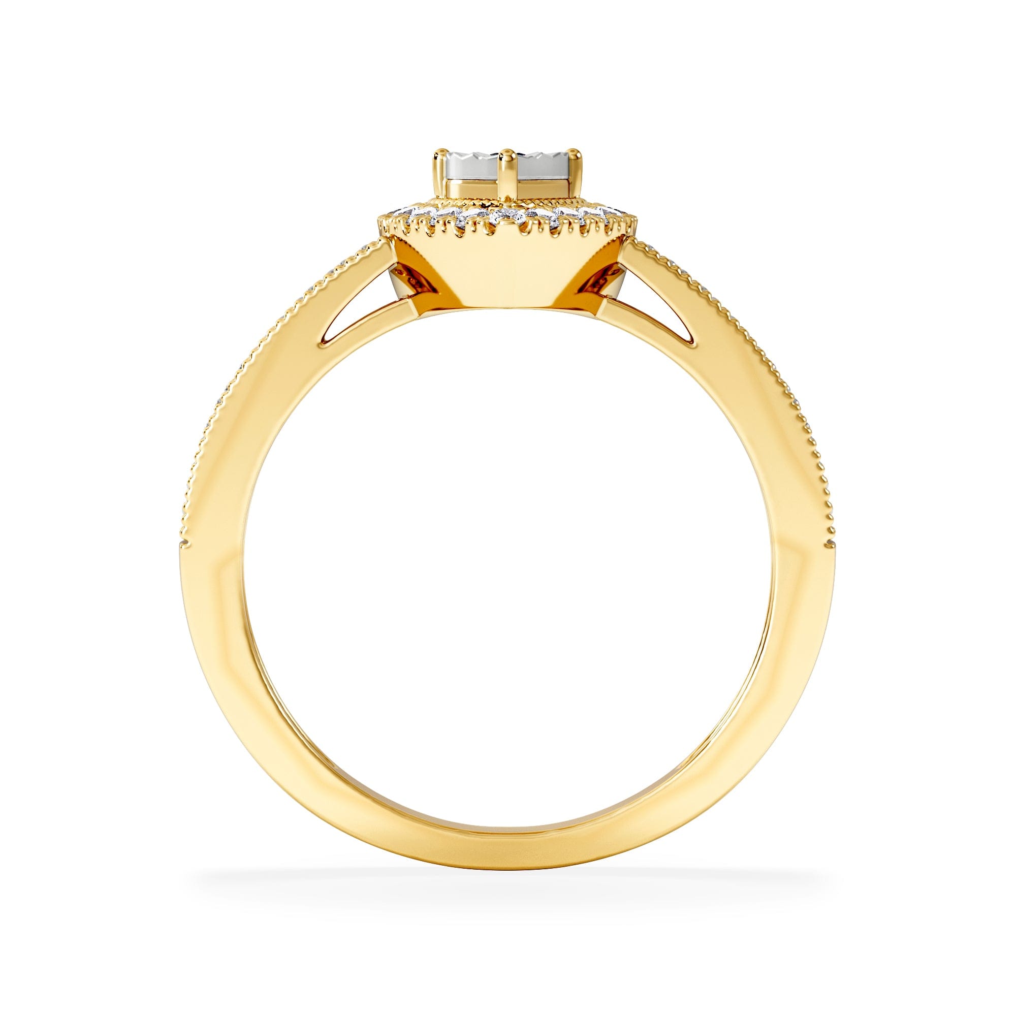 Diamond Masami Pear Shaped Pave Diamond Engagement Ring 0.15ct 9K Yellow Gold
