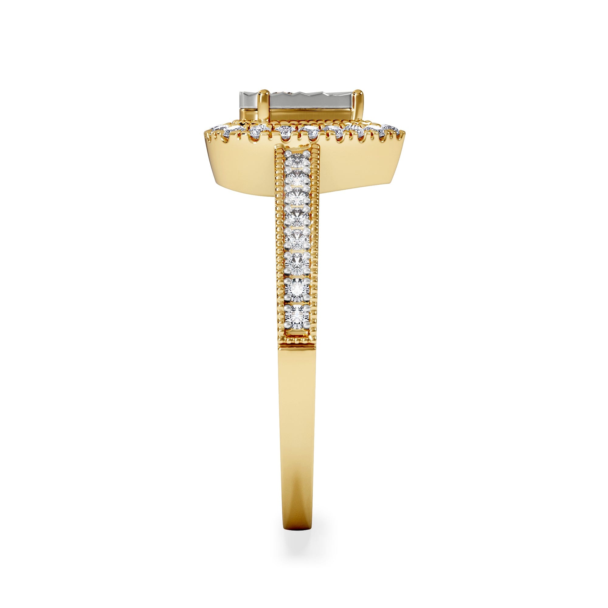 Diamond Masami Pear Shaped Pave Diamond Engagement Ring 0.15ct 9K Yellow Gold
