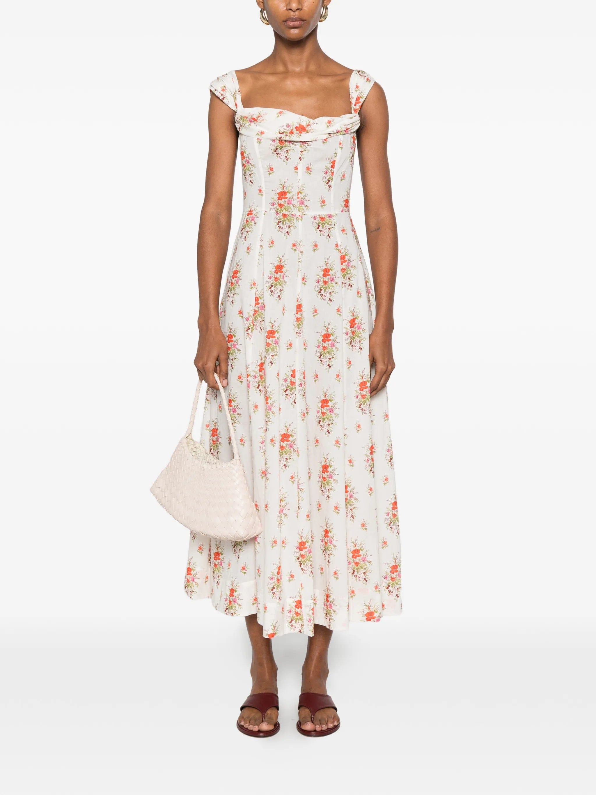 DÔEN Clea floral - print midi dress