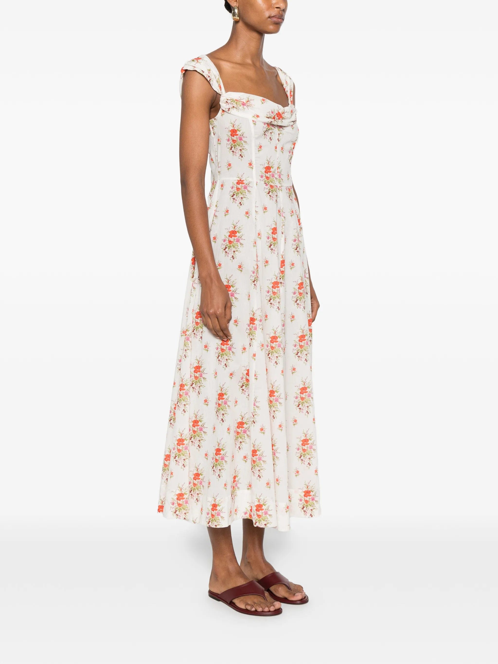 DÔEN Clea floral - print midi dress