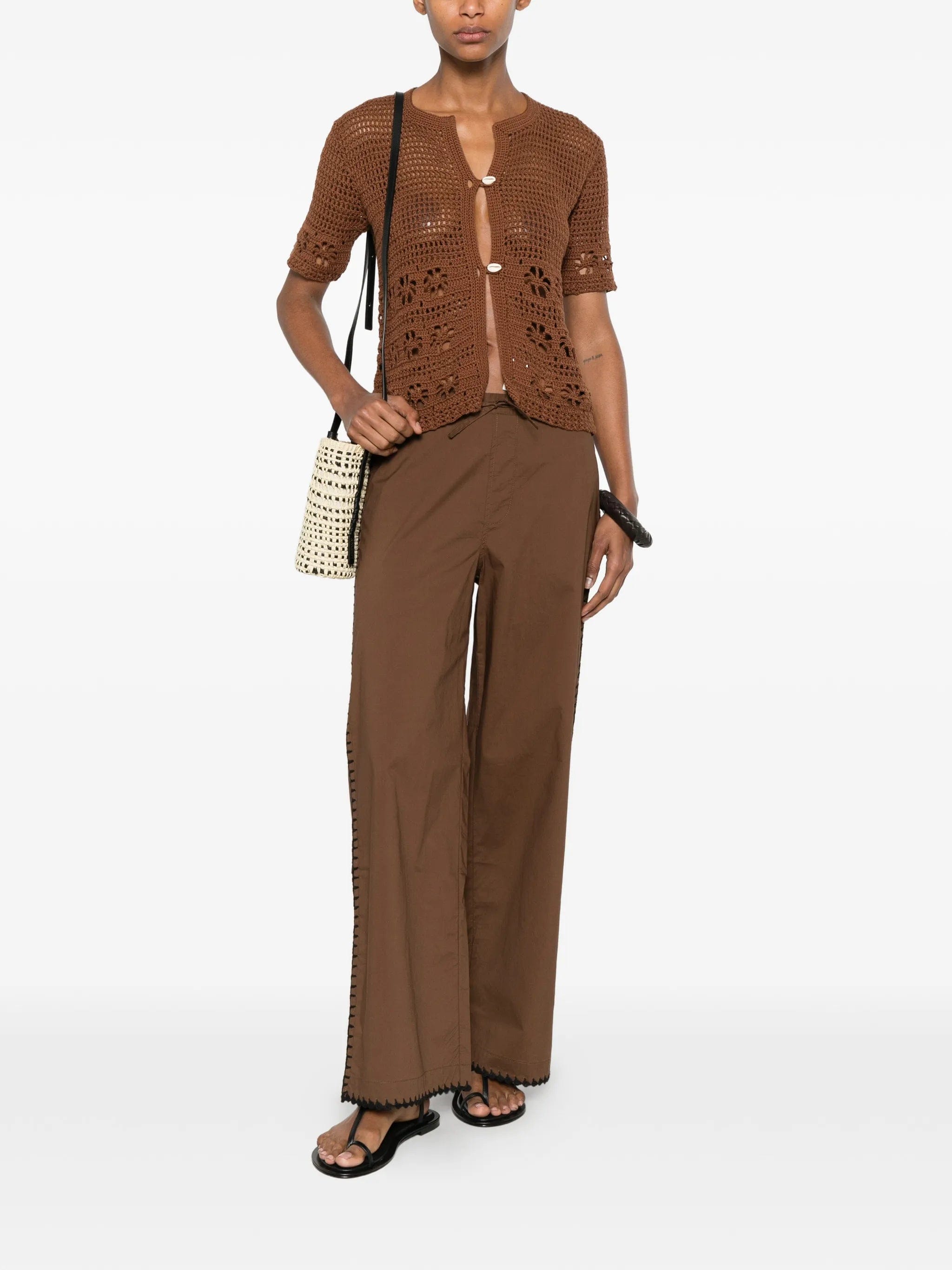 TERRY Puesto whipstitch - trim palazzo pants