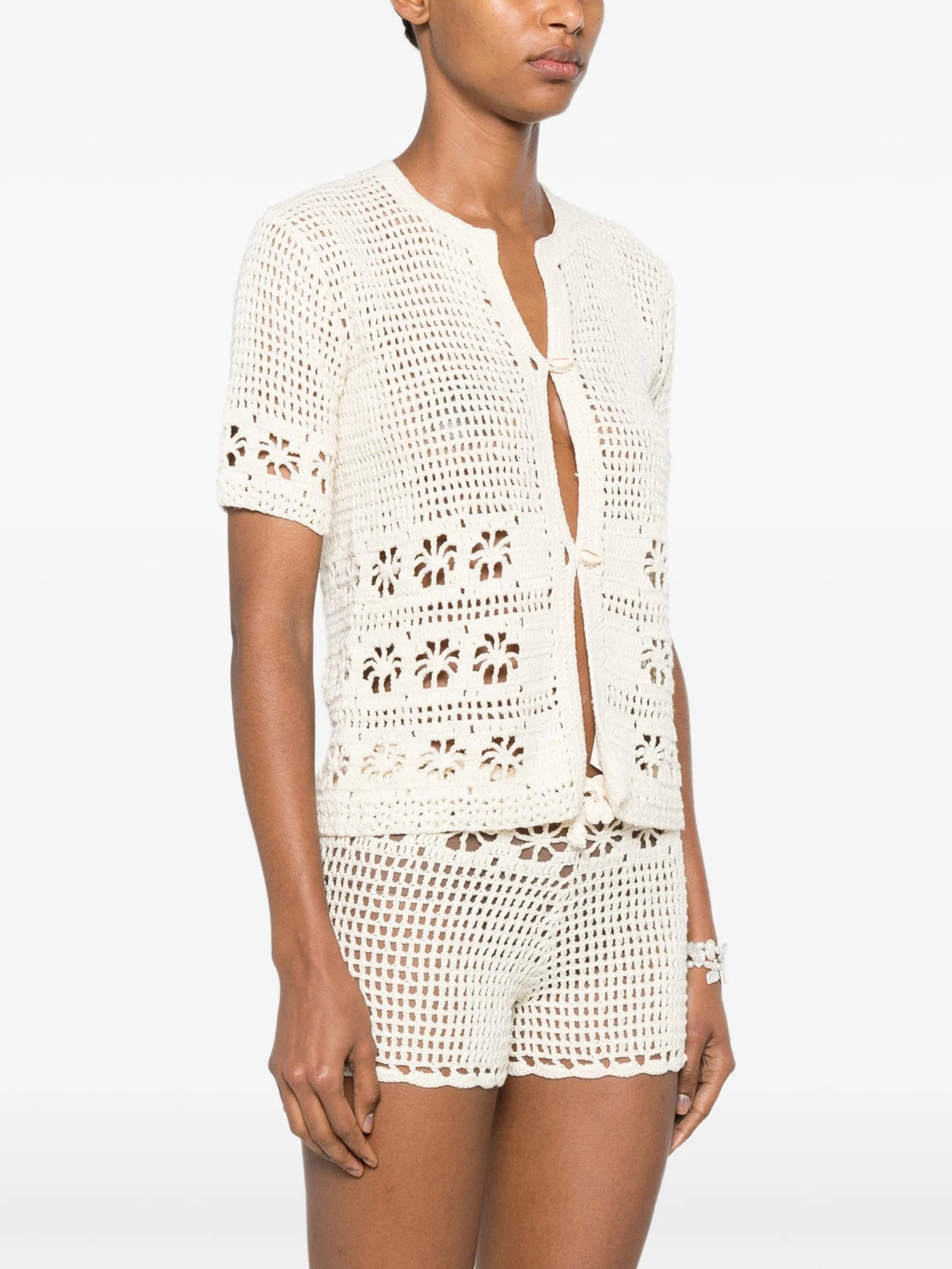 TERRY Puesto crochet - knit shell - embellished cardigan