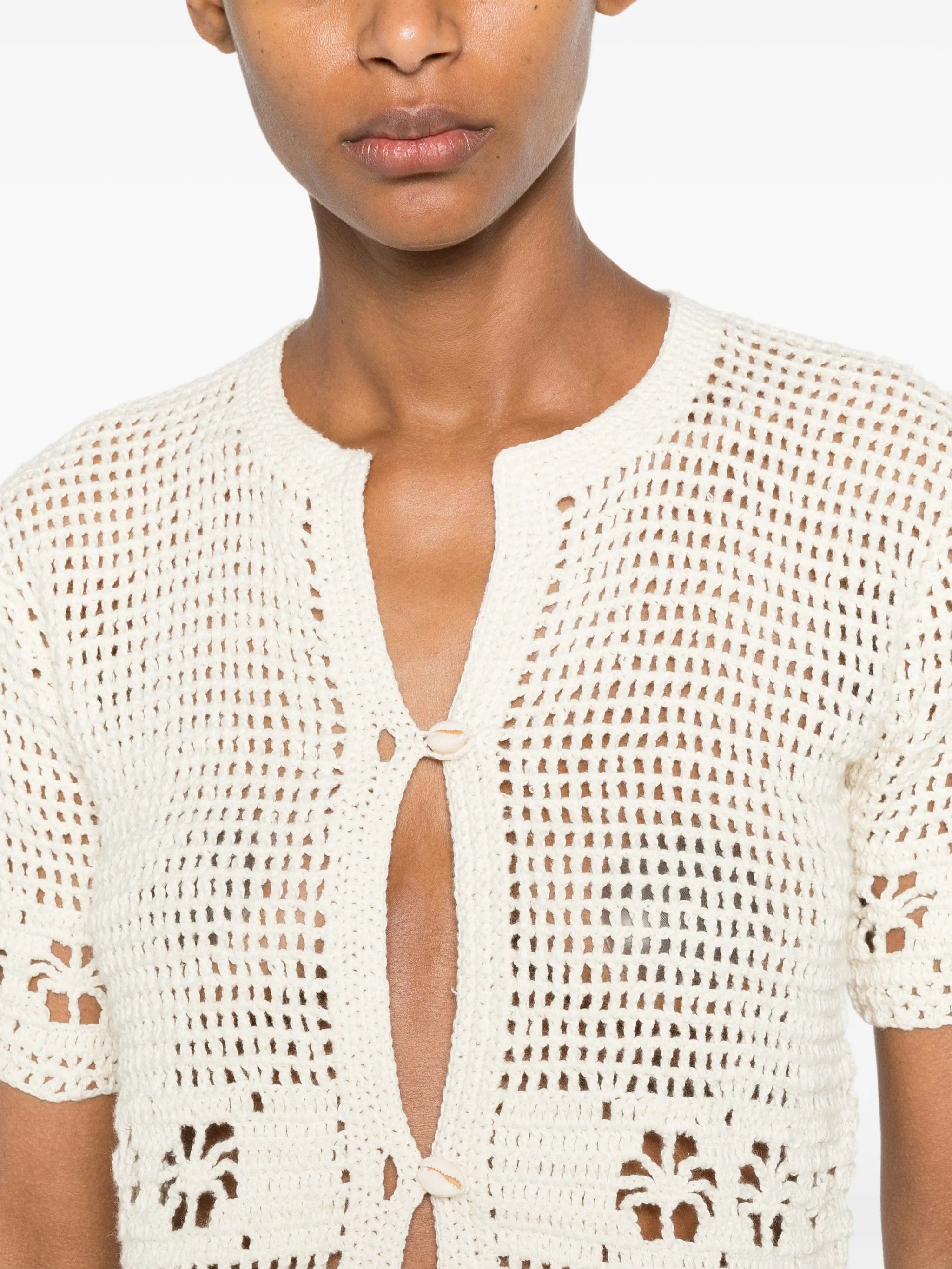 TERRY Puesto crochet - knit shell - embellished cardigan
