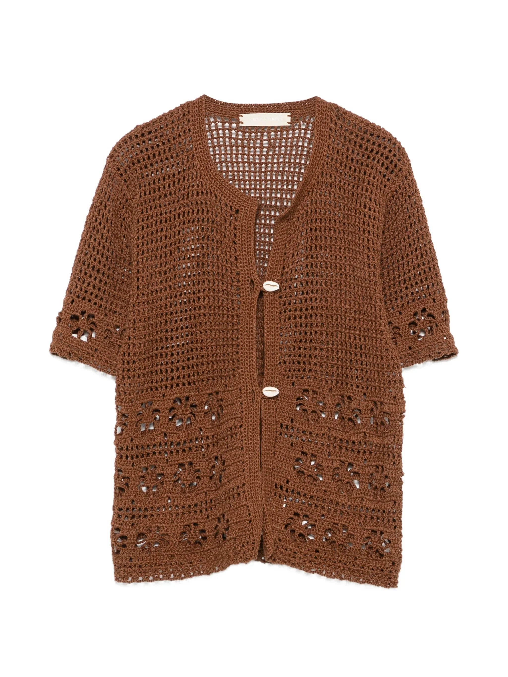 TERRY Puesto crochet - knit button - up cardigan