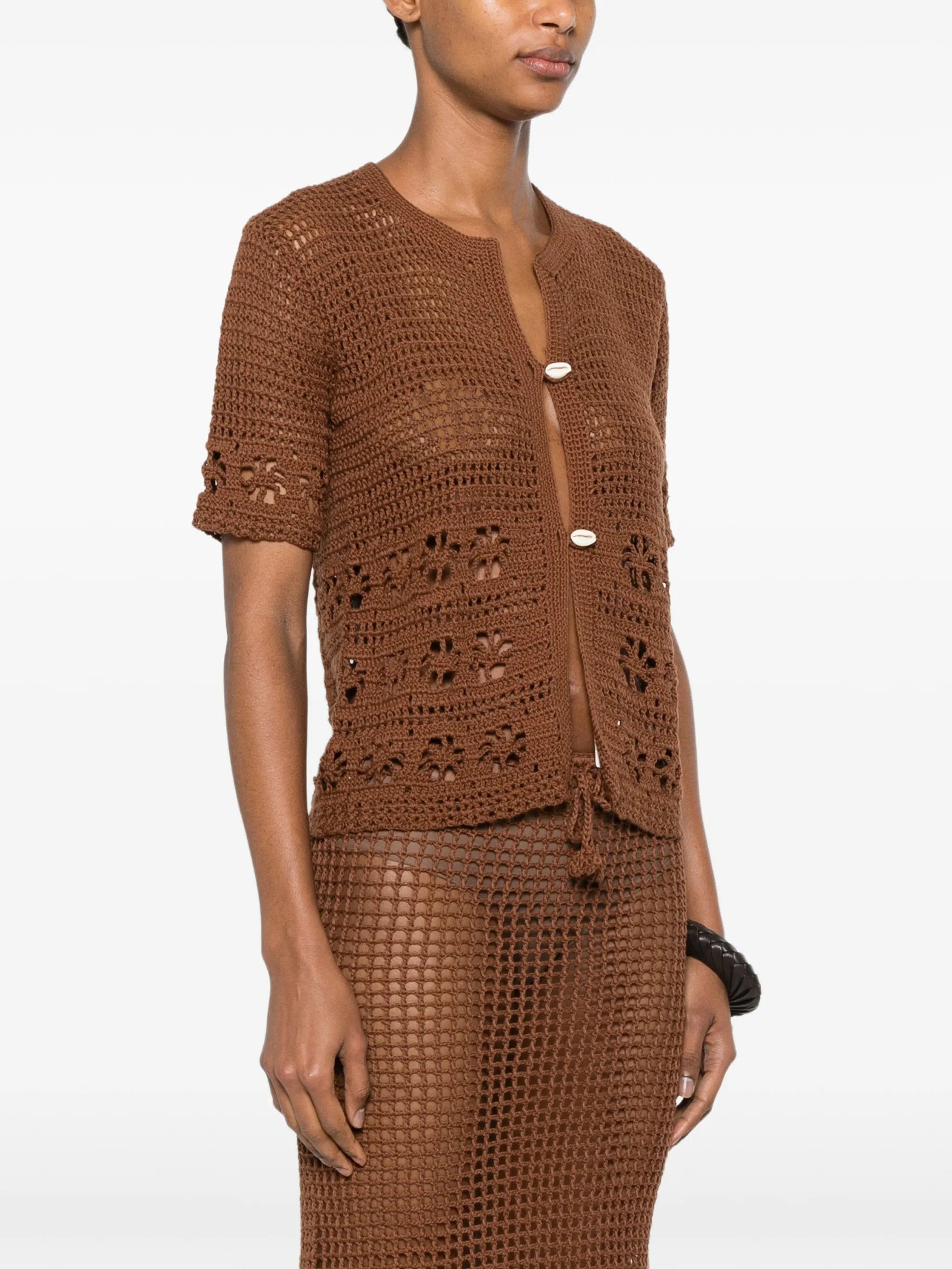 TERRY Puesto crochet - knit button - up cardigan
