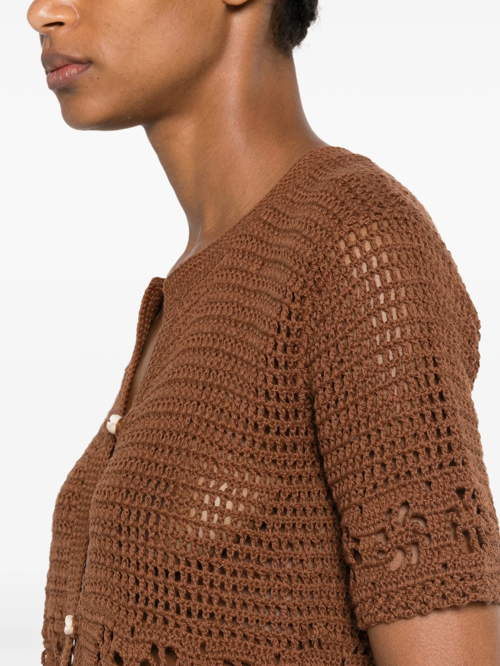 TERRY Puesto crochet - knit button - up cardigan