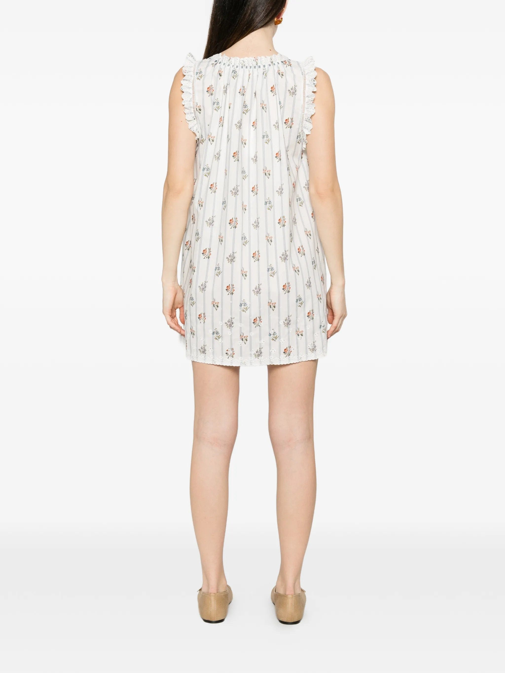 DÔEN Nessie floral - print ruffled mini dress