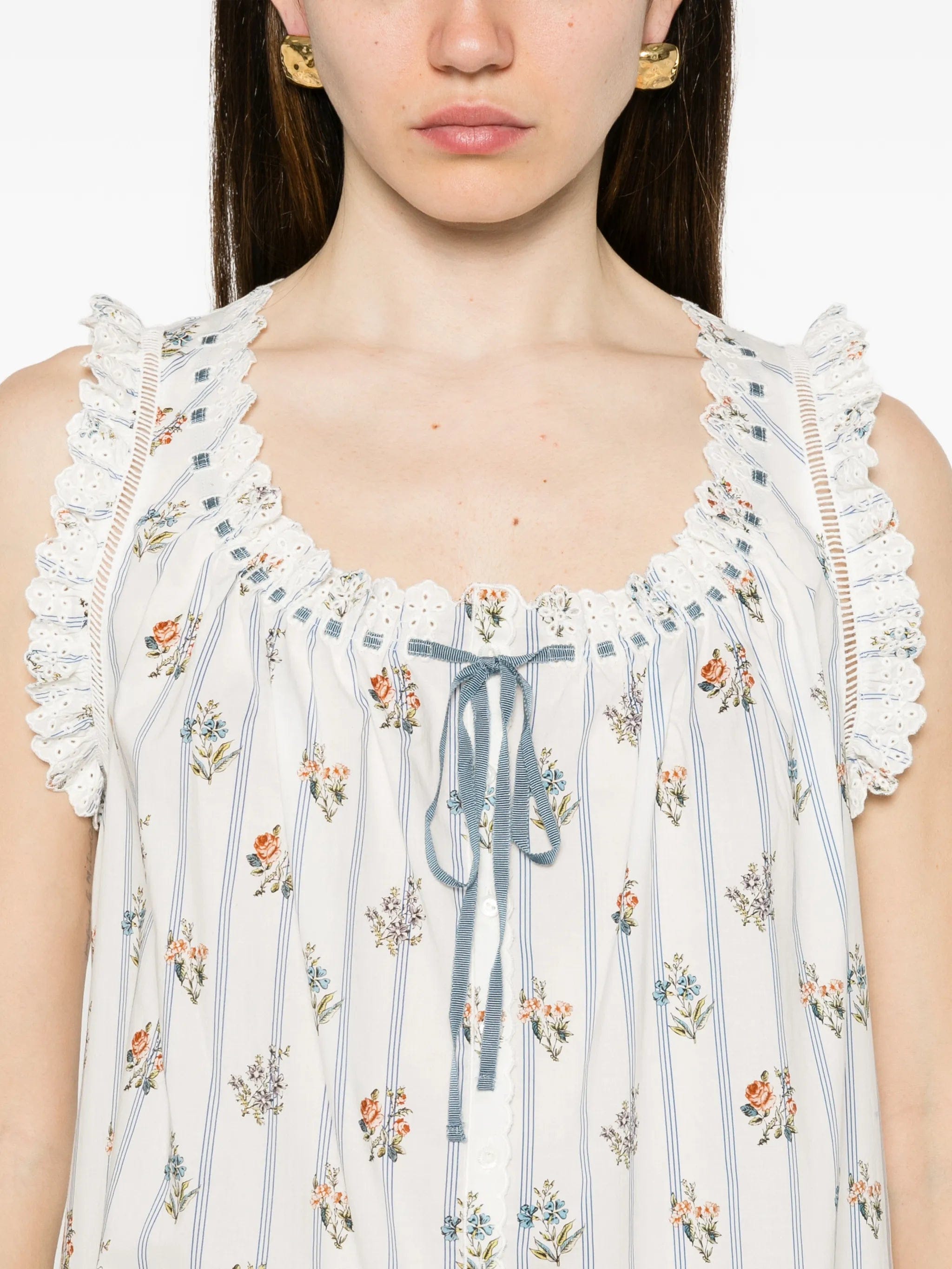 DÔEN Nessie floral - print ruffled mini dress