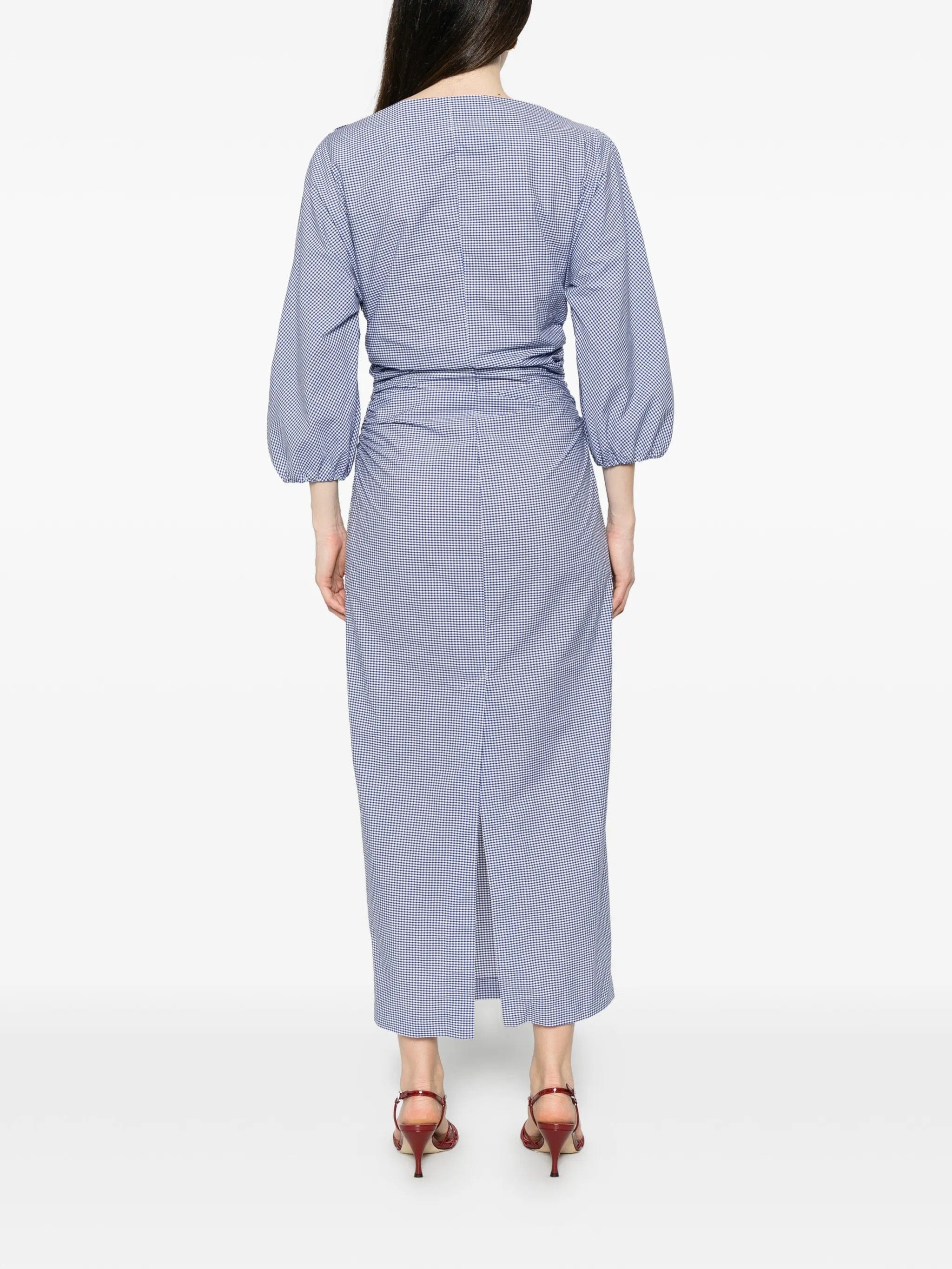 Bernadette Ezra gingham - print gathered midi dress