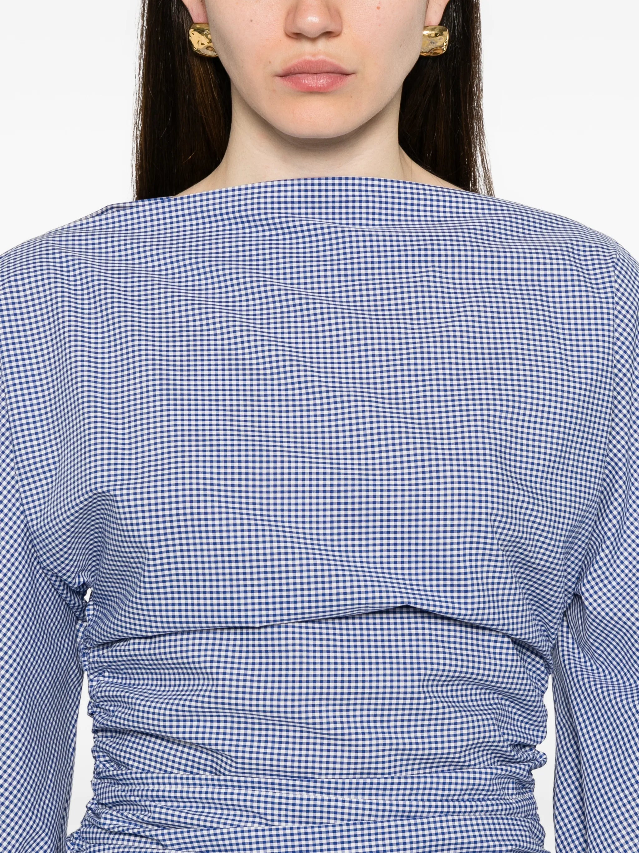 Bernadette Ezra gingham - print gathered midi dress