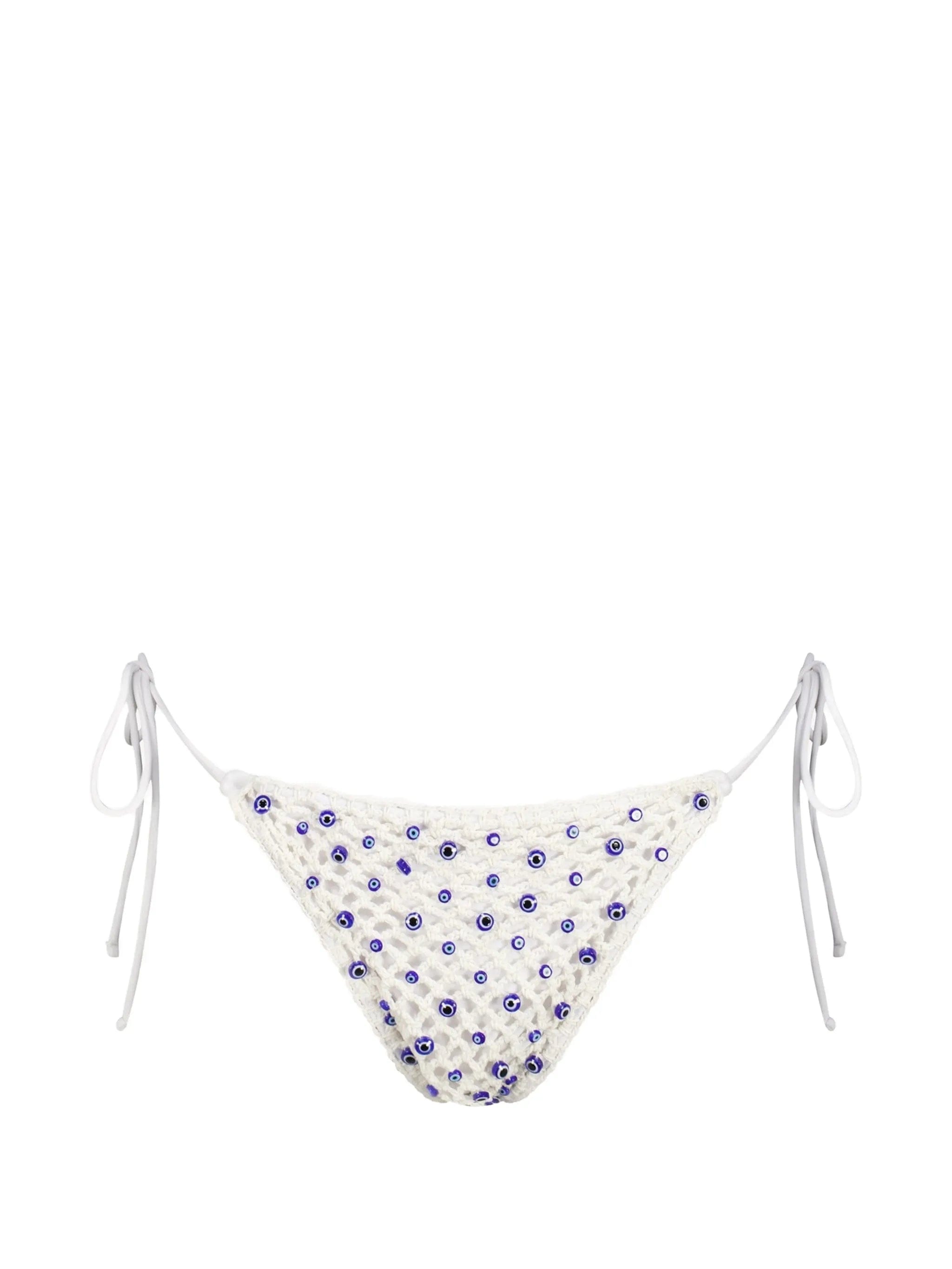 Leslie Amon Micro Eye bead - embellished crochet bikini bottoms