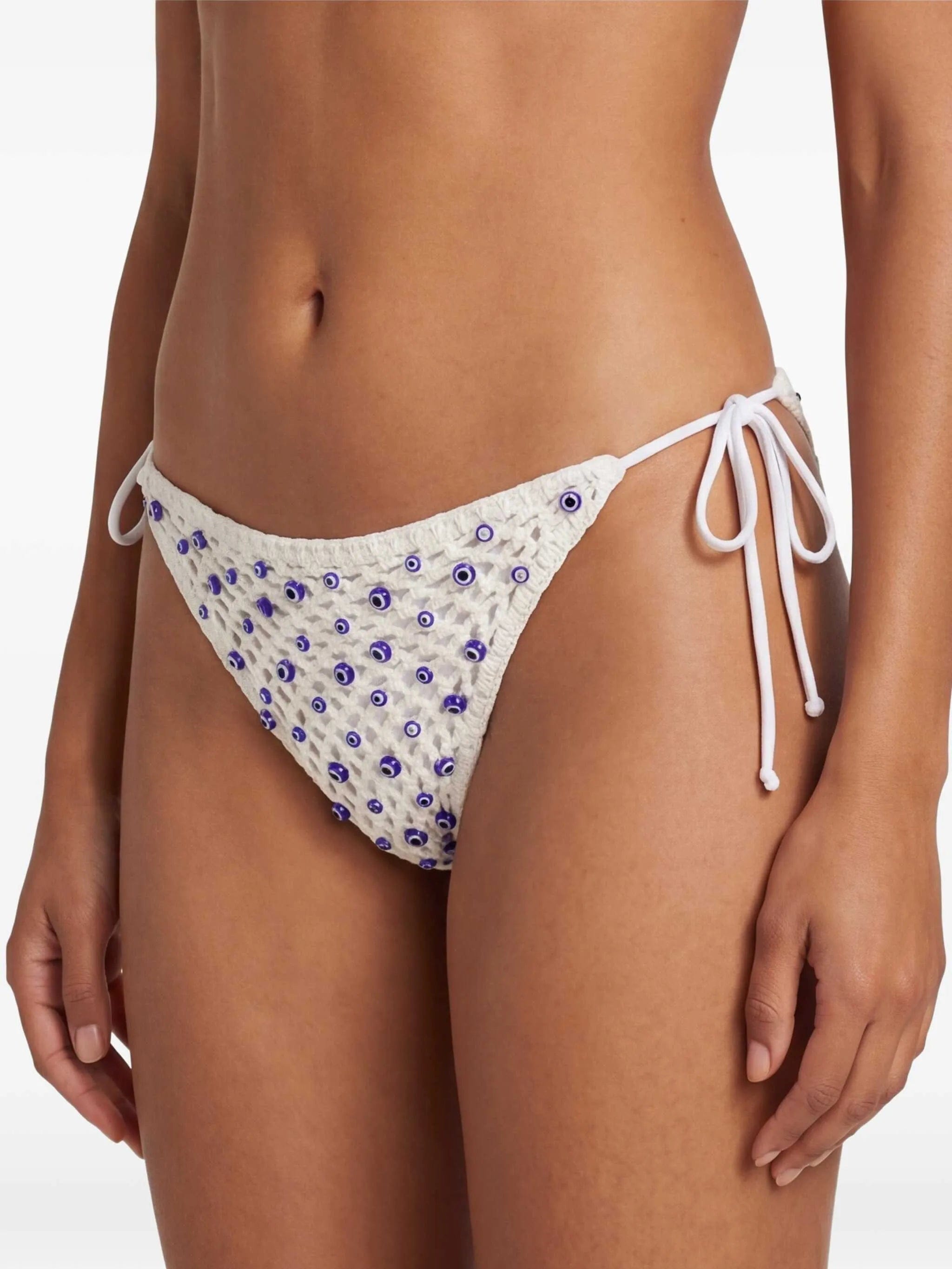Leslie Amon Micro Eye bead - embellished crochet bikini bottoms