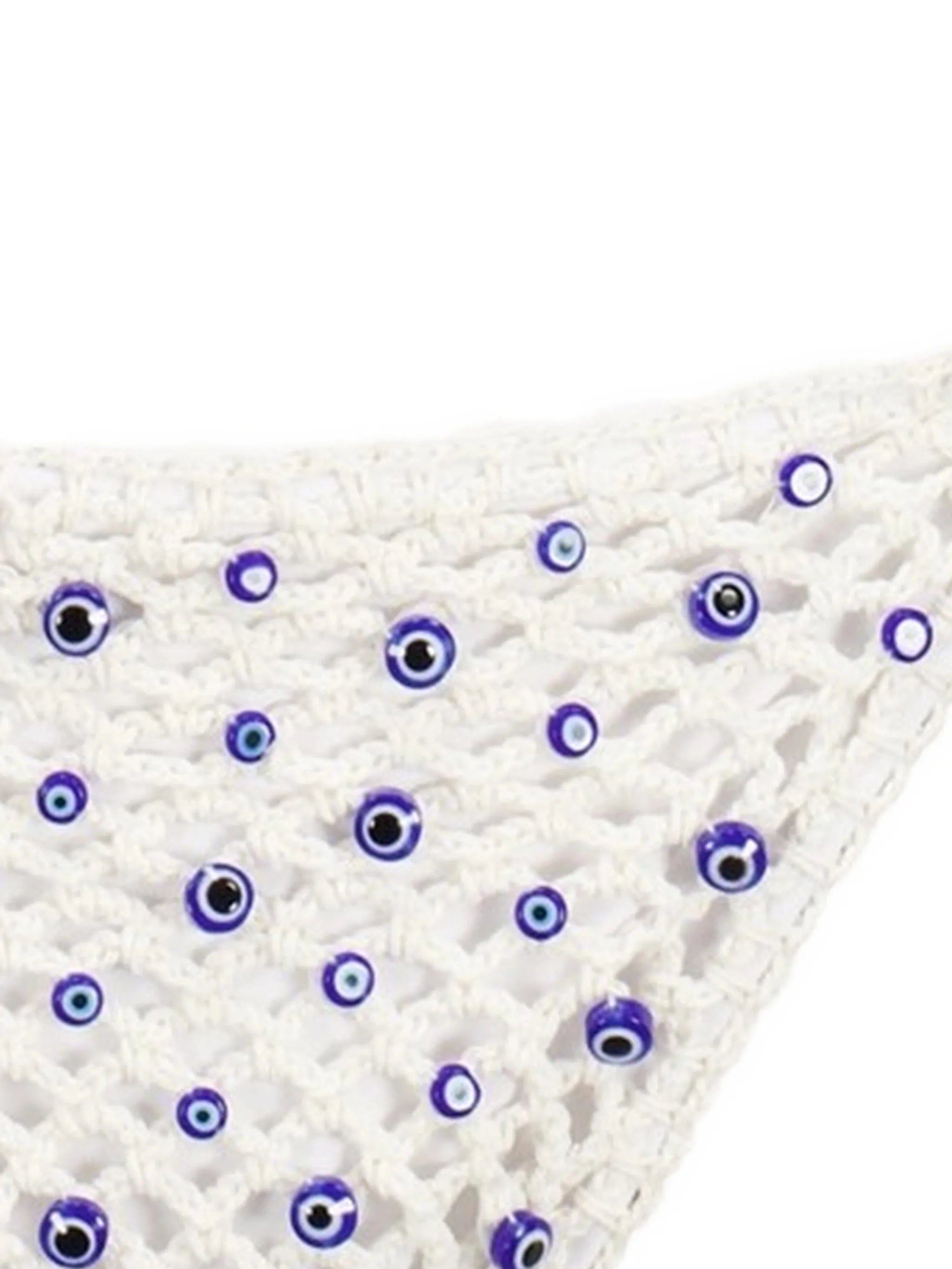 Leslie Amon Micro Eye bead - embellished crochet bikini bottoms