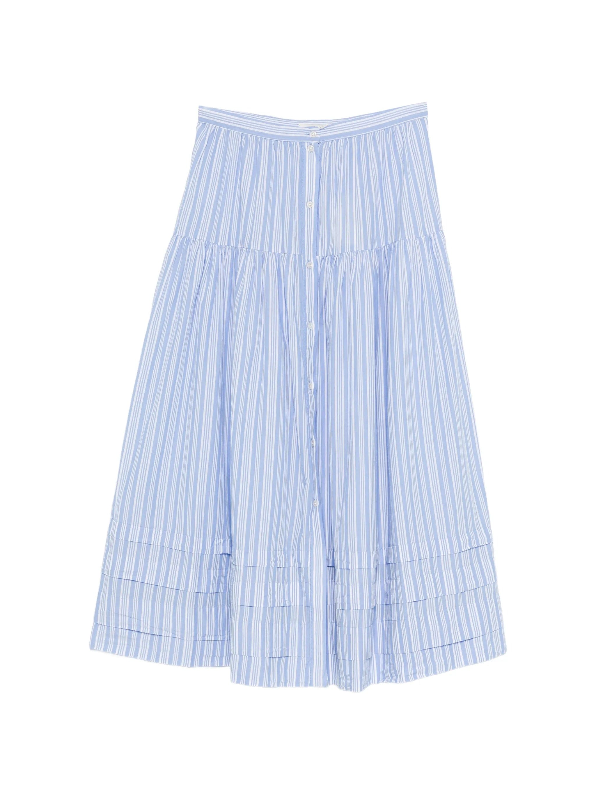 DÔEN striped tiered midi skirt