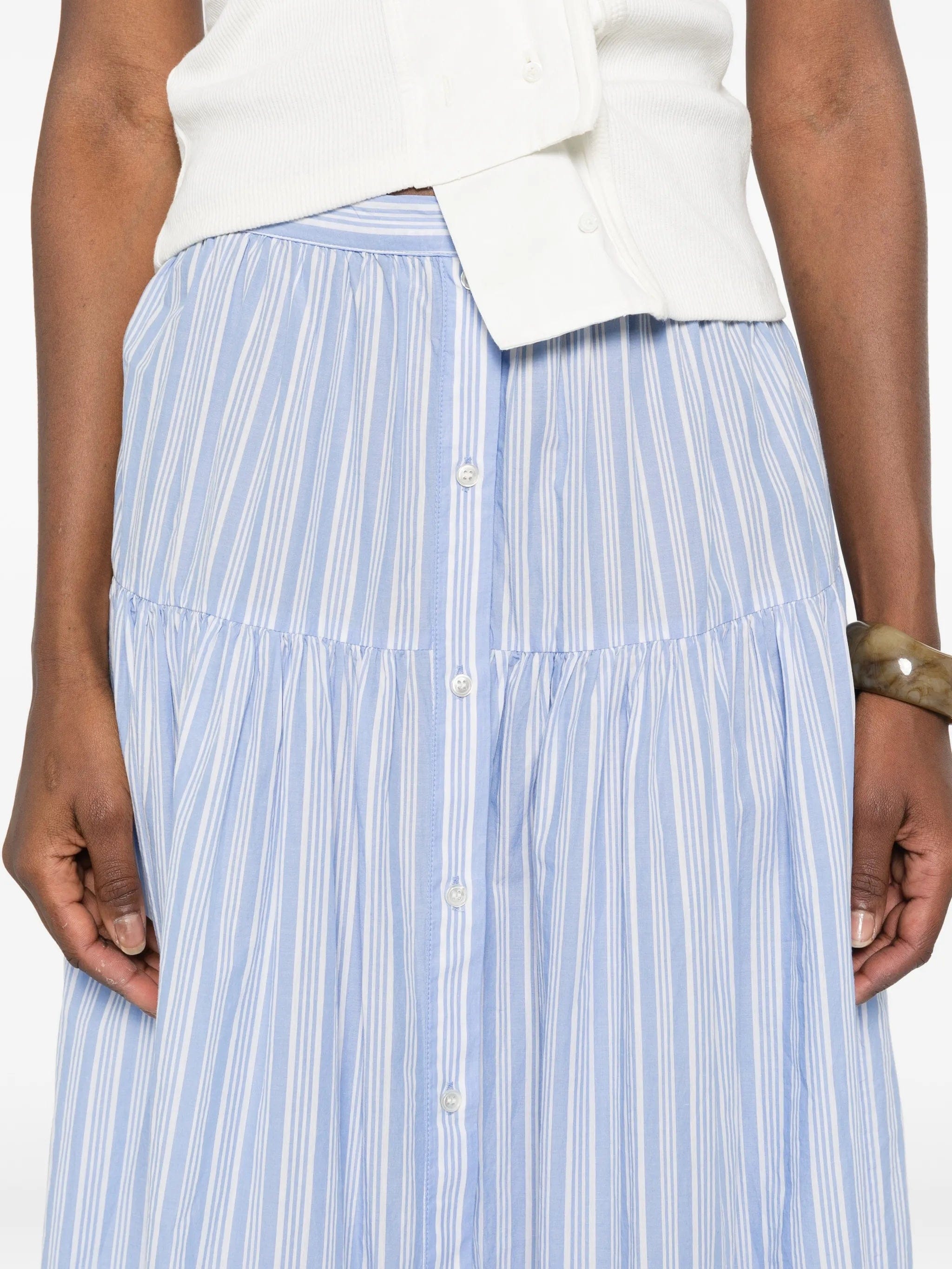 DÔEN striped tiered midi skirt