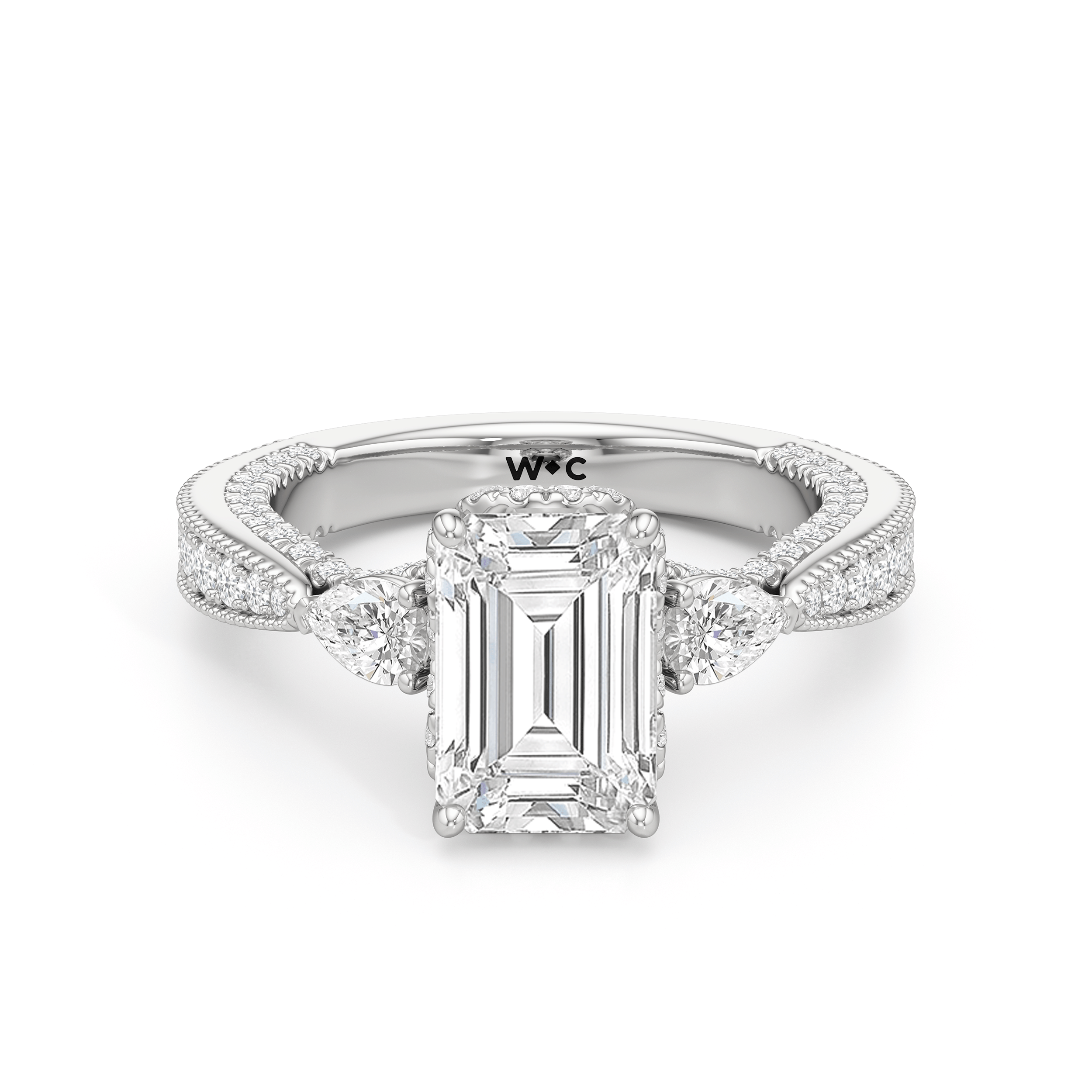 RING The Chrysler Pear Three Stone Ring - Home Preview