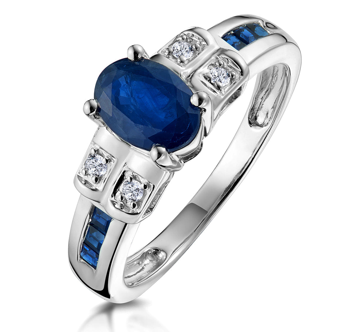 Diamond Sapphire 1.25ct And Diamond 9K White Gold Ring