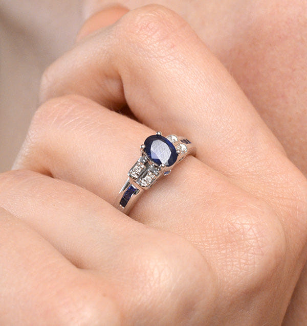 Diamond Sapphire 1.25ct And Diamond 9K White Gold Ring